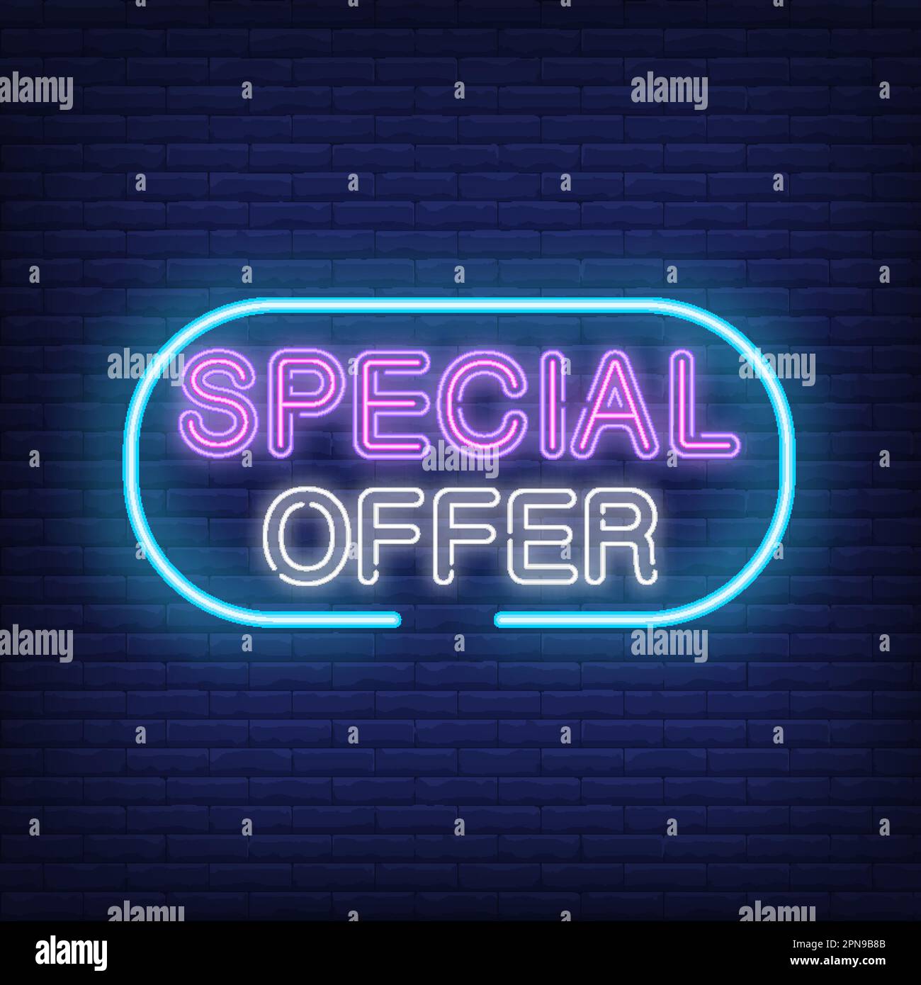 Sonderangebot Neontext im Rahmen Stock Vektor