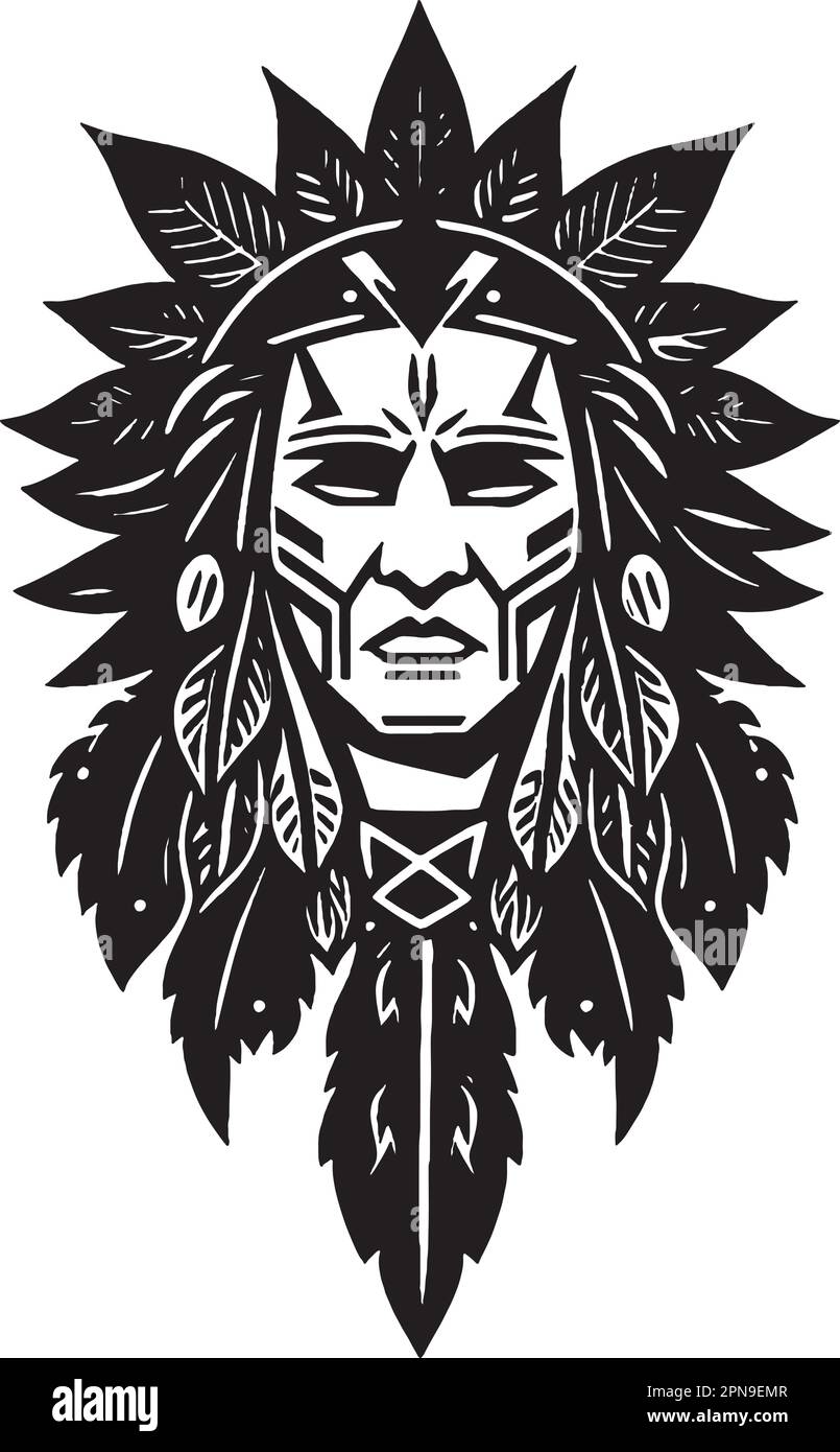 Indianische Ureinwohner-Tattoo. Indianer Stock Vektor