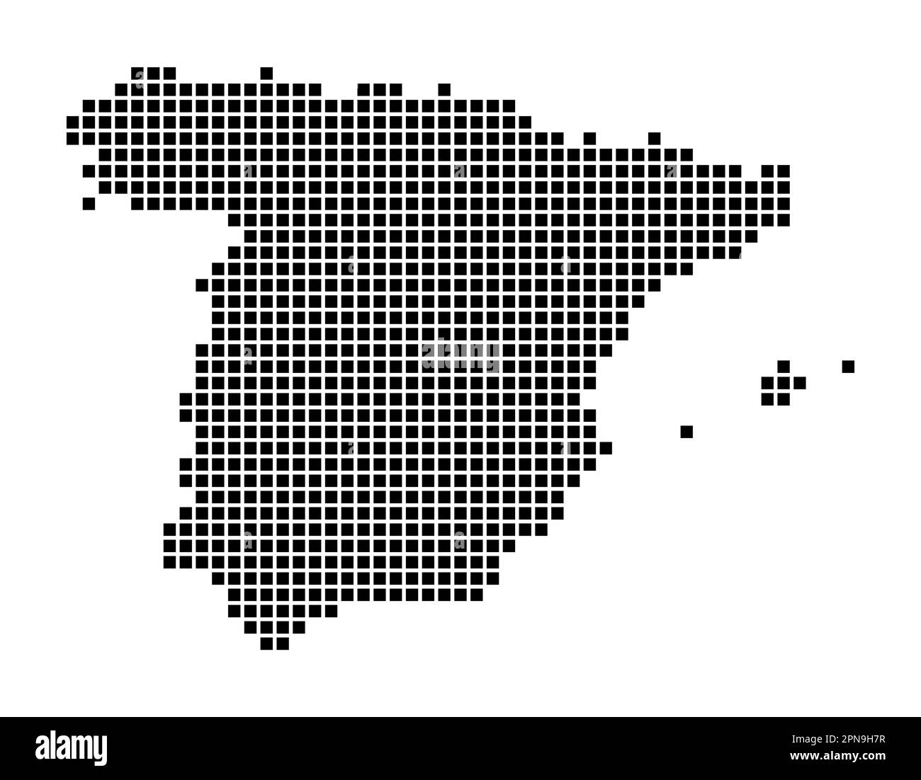 Karte für Spanien. Karte von Spanien im gepunkteten Stil. Ländergrenzen mit Rechtecken für Ihr Design. Vektordarstellung. Stock Vektor