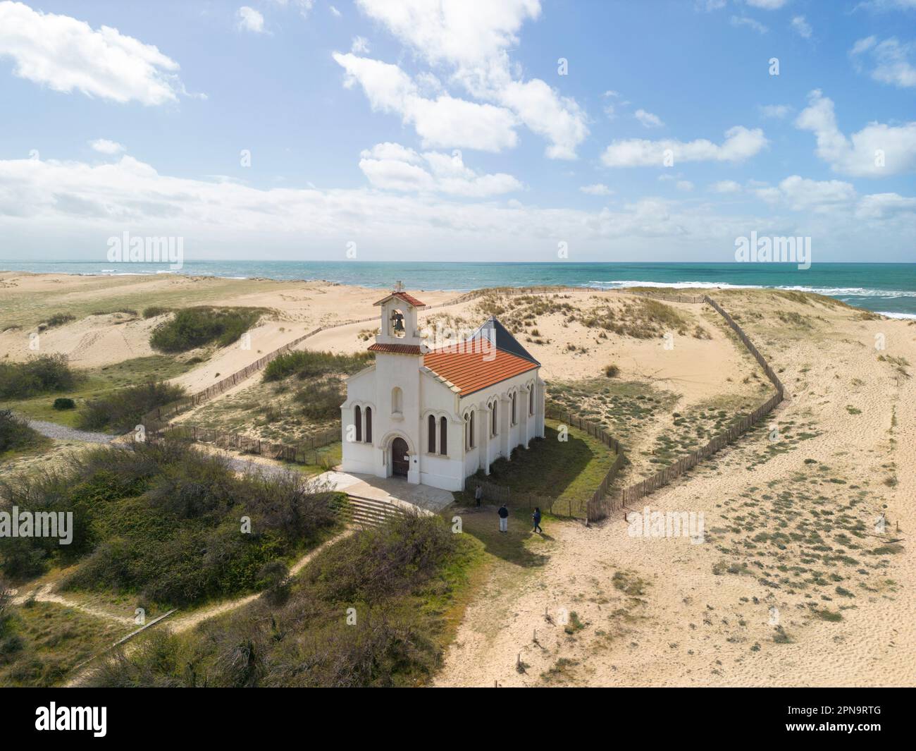 Sainte-Thérèse-Kapelle an der Düne in Labenne-Océan (Labenne (40530), Landes (40), New Aquitaine, Frankreich). Stockfoto
