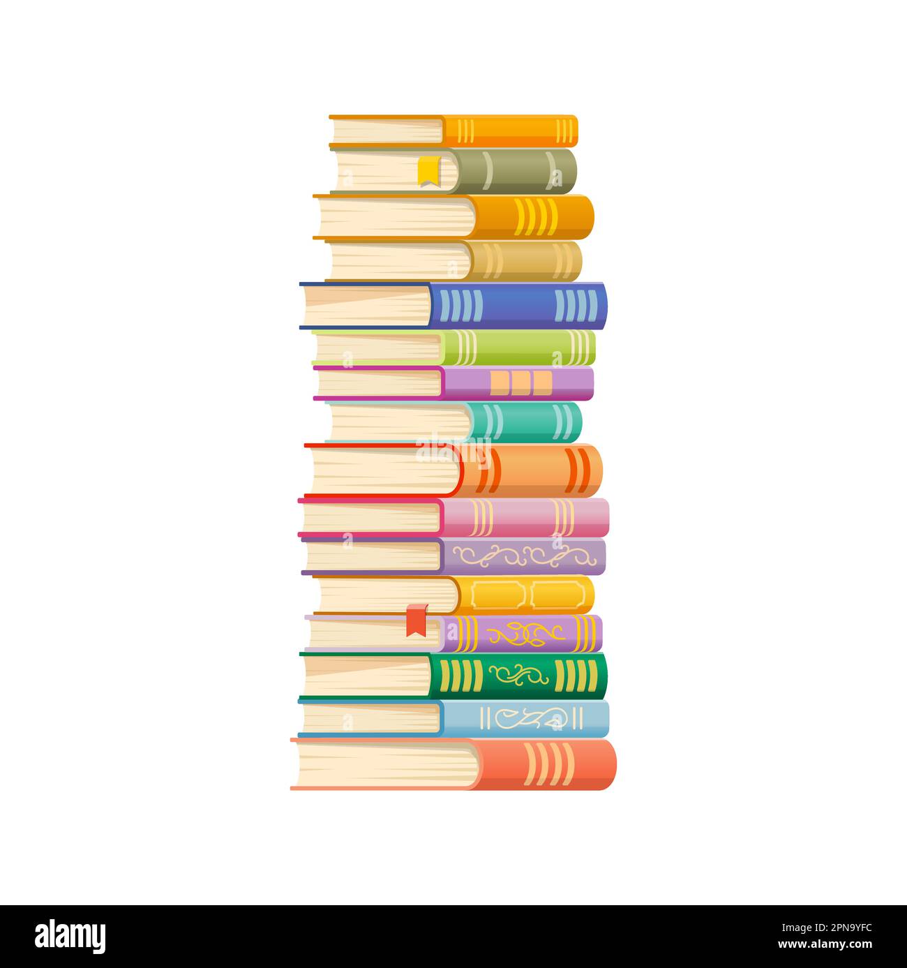 Zeichentrickbuch-Stapel. Naturwissenschaftslehrer-Enzyklopädie-Gruppe, Buchhandlung, College- oder Schulbildung isolierter Vektorwörterbuch-Stapel. Literatur Stock Vektor