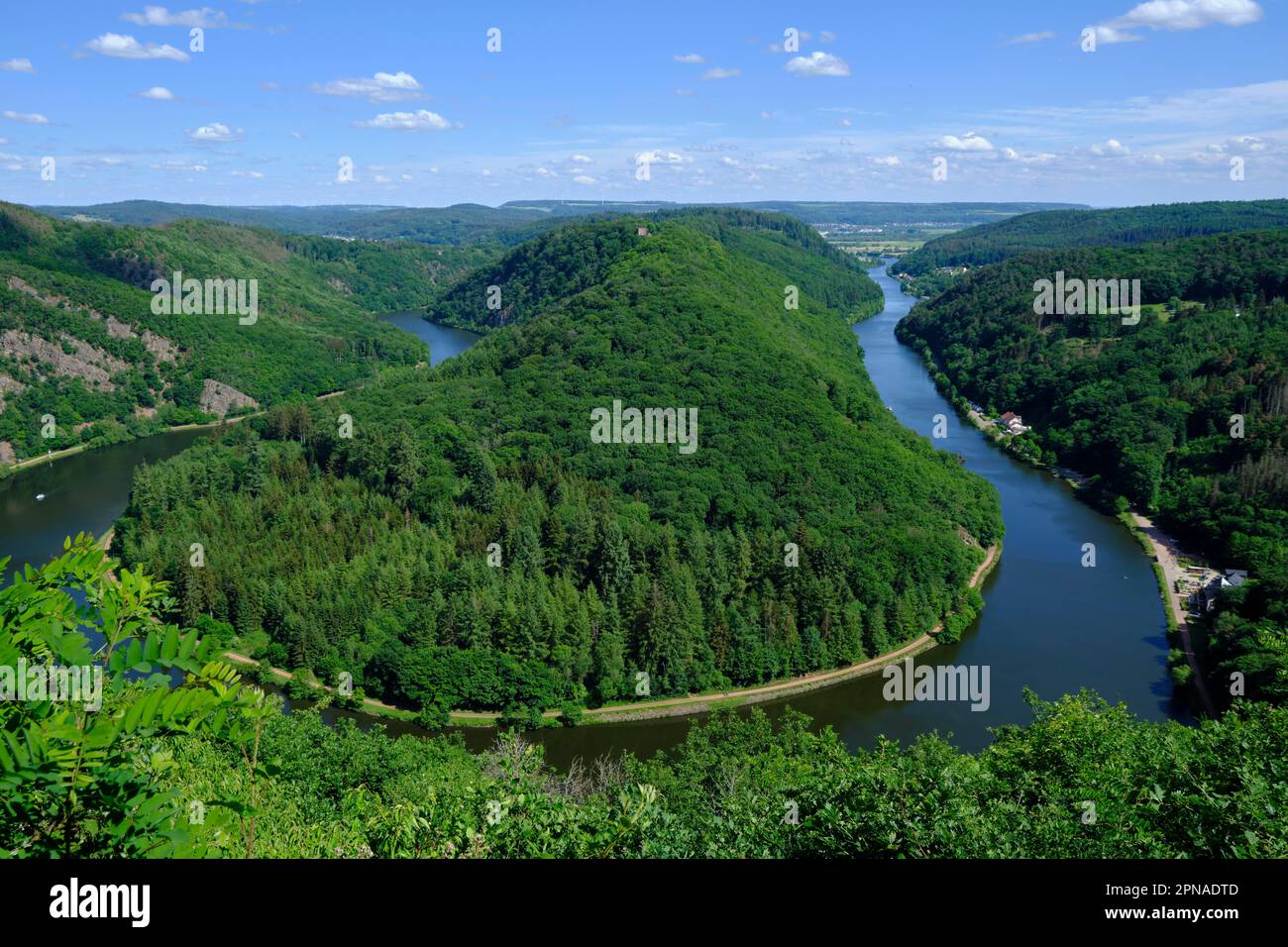 Die Saarschleife im Sommer, Saarland, Deutschland Stockfoto