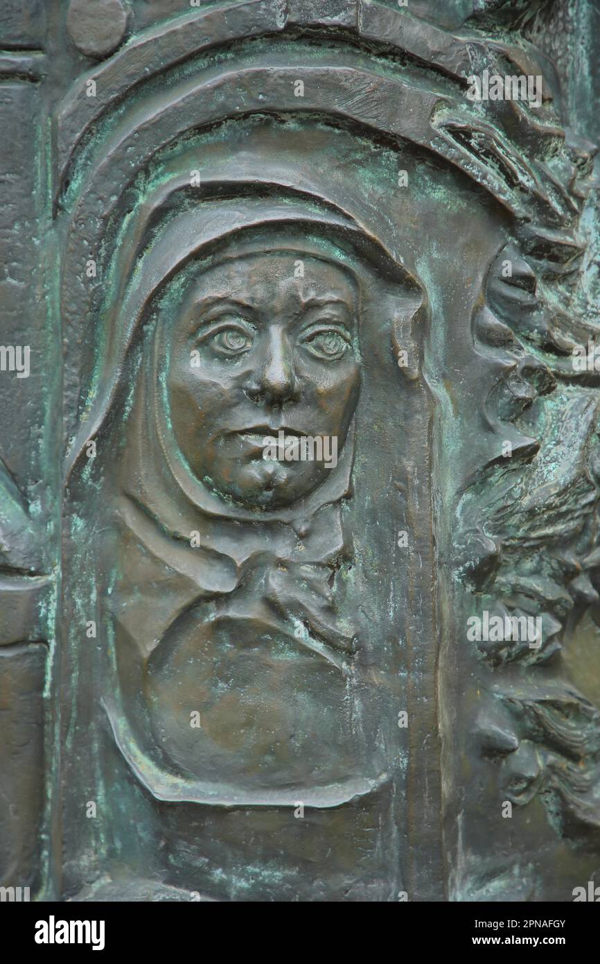 Entlastung von der Edith Stein Stele, Frauenrechtsaktivistin, Skulptur, St. Magdalena Kloster, Detail, Speyer, Rheinland-Pfalz, Deutschland Stockfoto