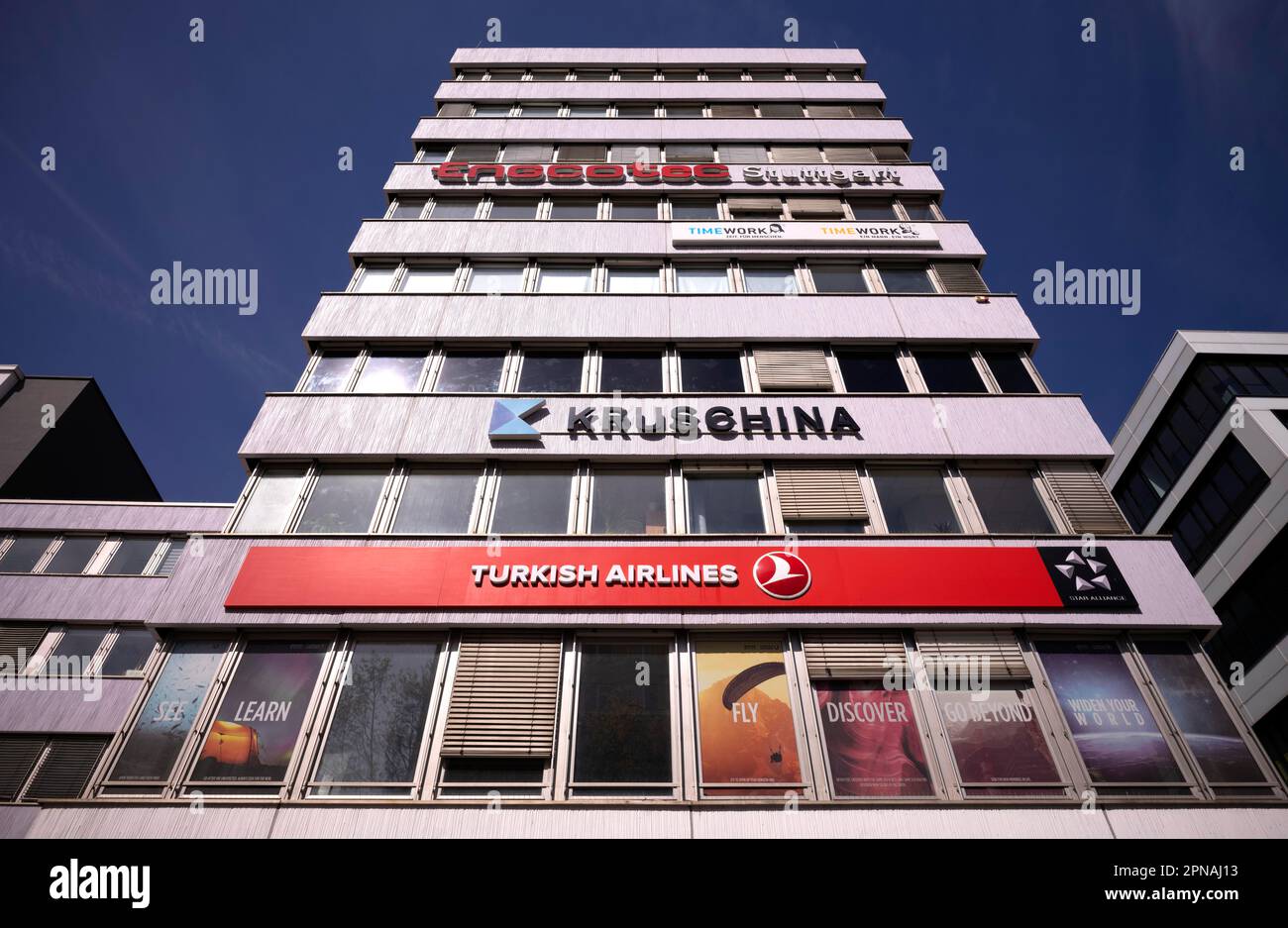 Büroturm, Hauptsitz von Turkish Airlines, Kruschina, Stuttgart, Baden-Württemberg, Deutschland Stockfoto
