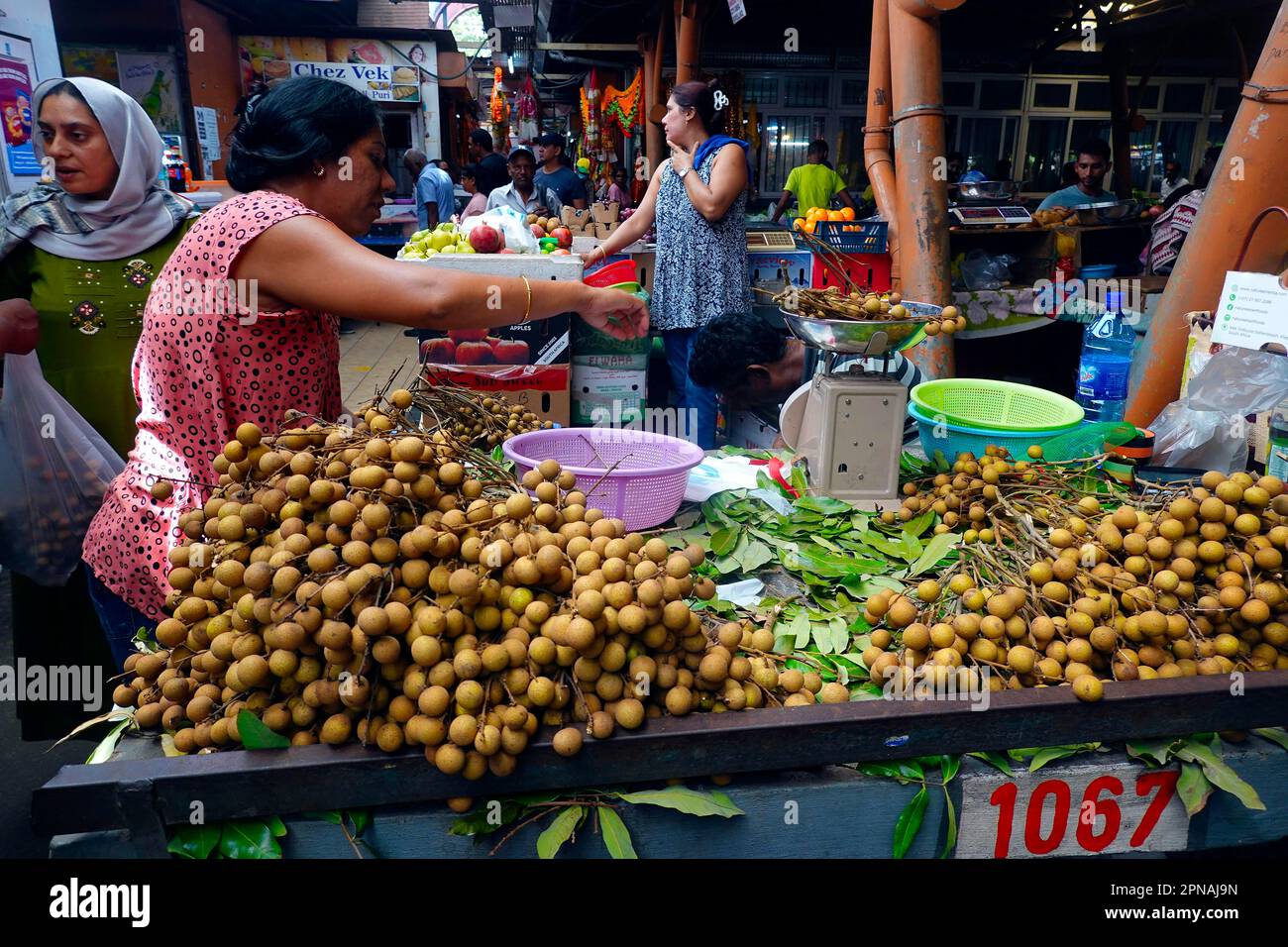 Großer Bauernmarkt in der Stadt Centre de Flacq, Mauritius Stockfoto