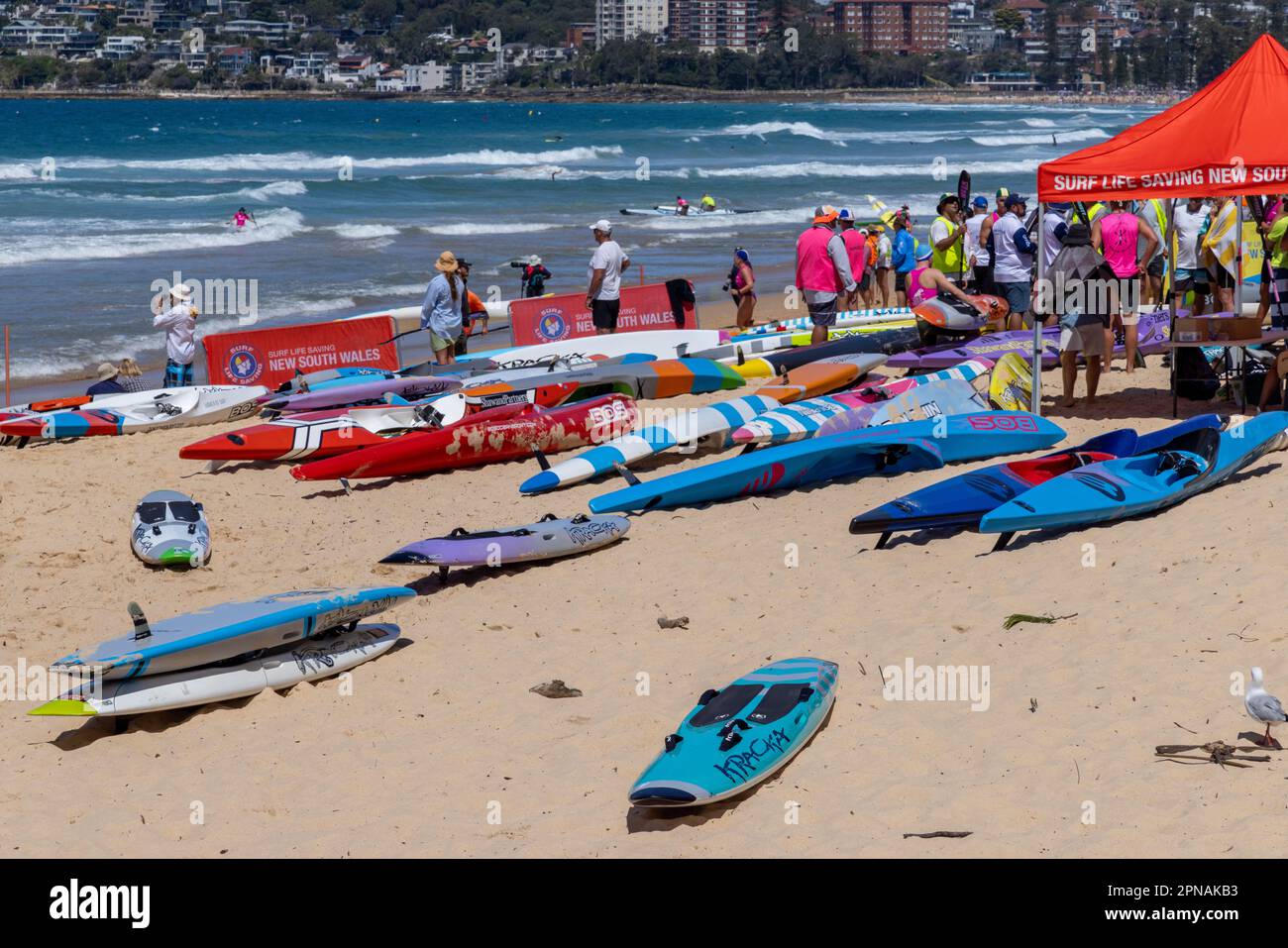 NSW Surf Life Saving Championships 2023. Manly Beach, Sydney Northern Beaches. Stockfoto