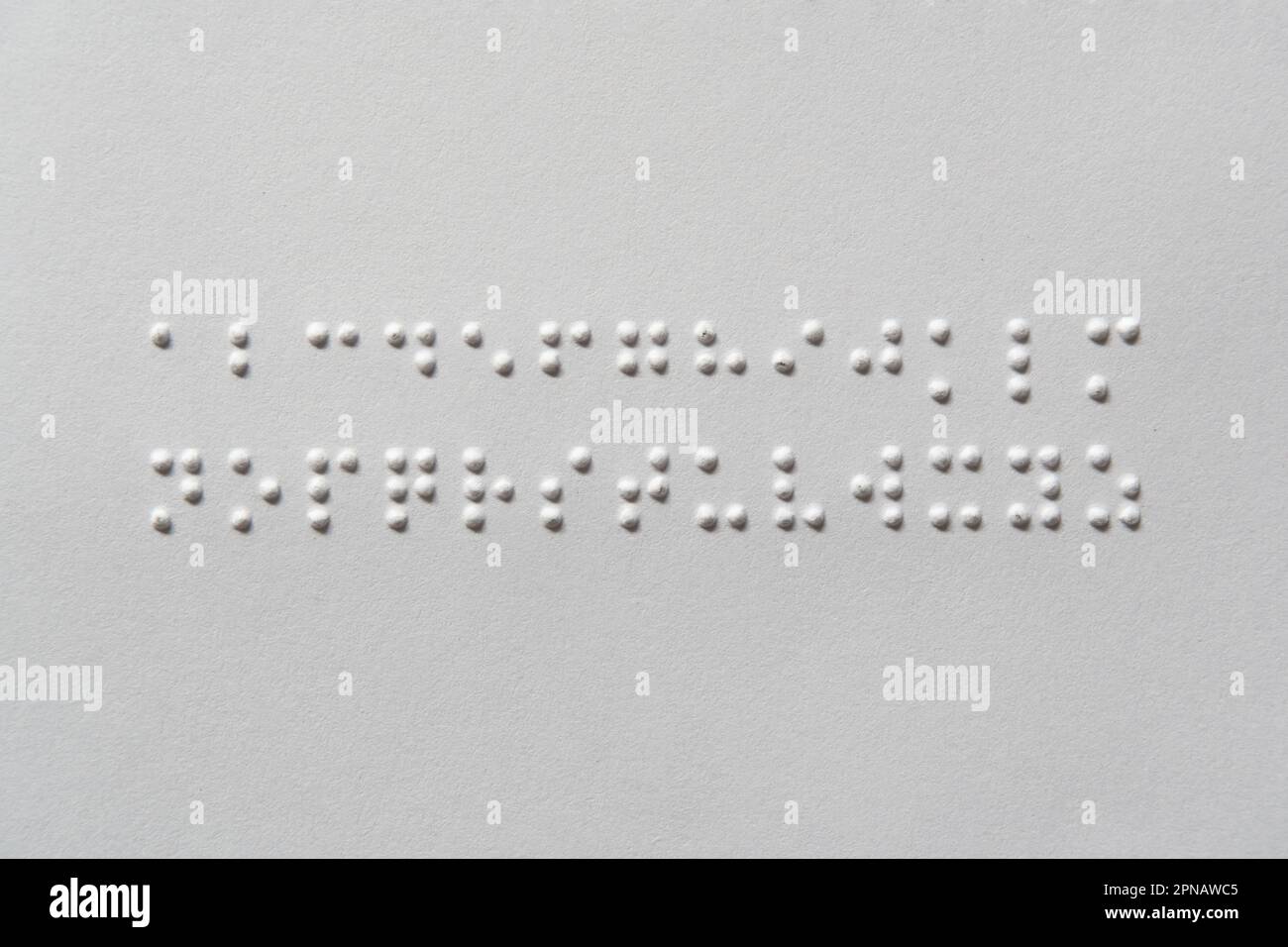Die Braille-Buchstaben von A bis Z in alphabetischer Reihenfolge Stockfoto