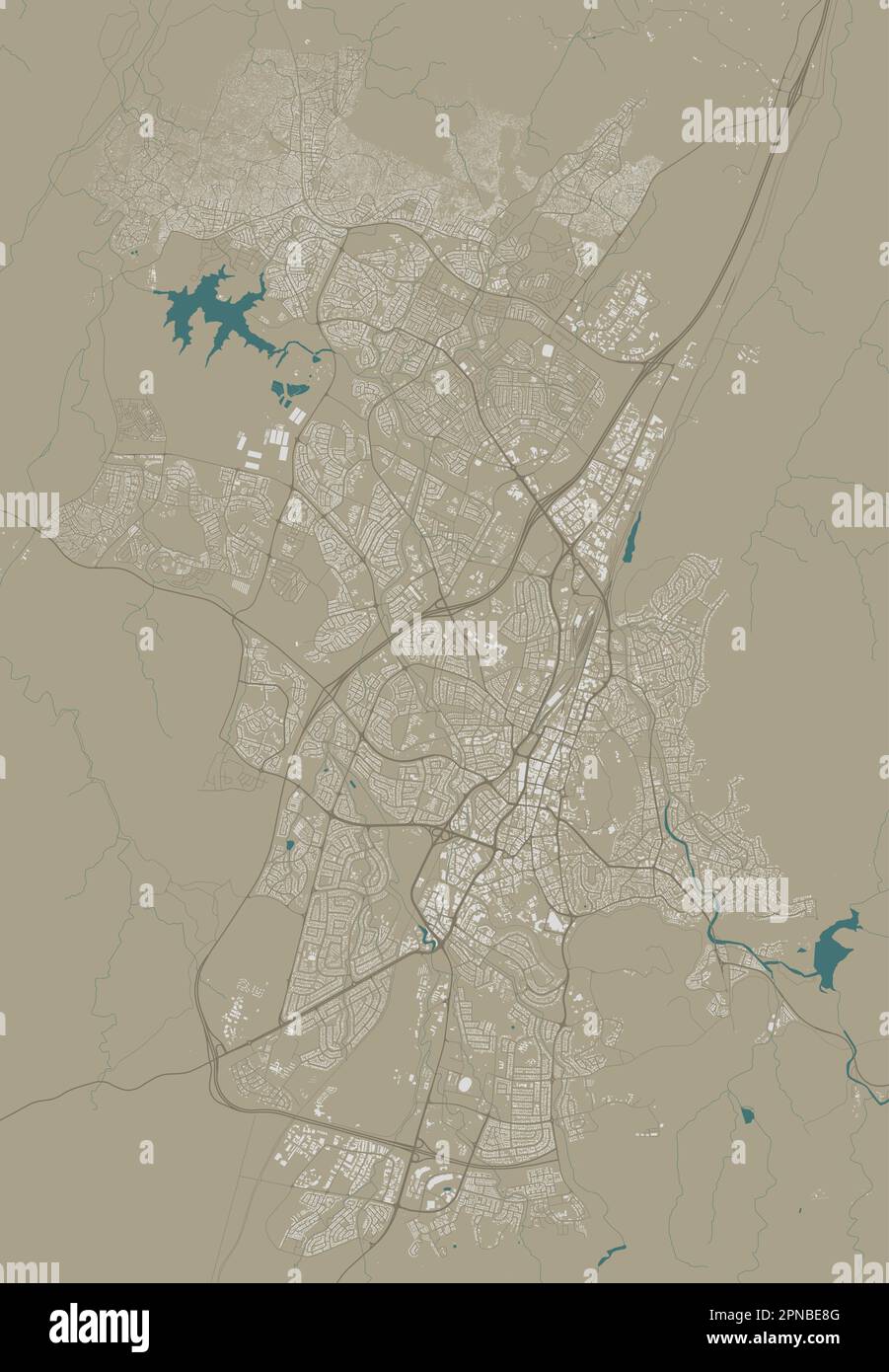 Vektorkarte von Windhoek, Namibia. Stadt in der Türkei. Abbildung eines Straßenkarten-Posters. Windhoek Karte Kunst. Stock Vektor