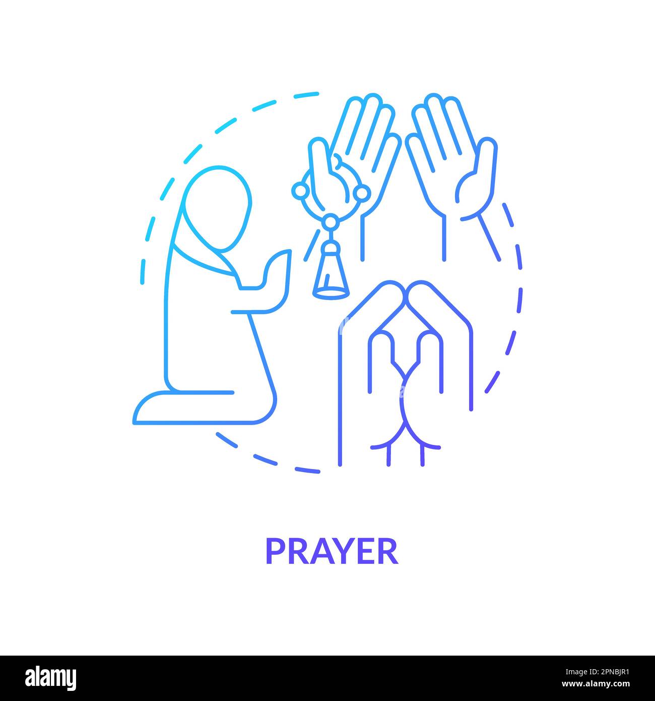 Gebetssymbol mit blauem Farbverlauf Stock Vektor