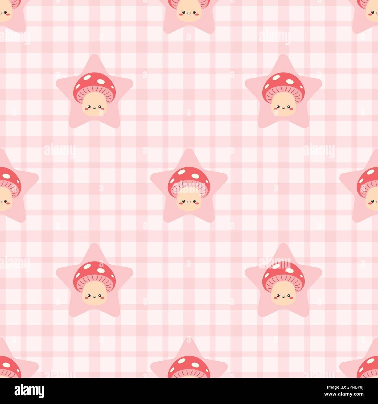 Niedliches, nahtloses Muster mit Pilzcharakter Stock Vektor