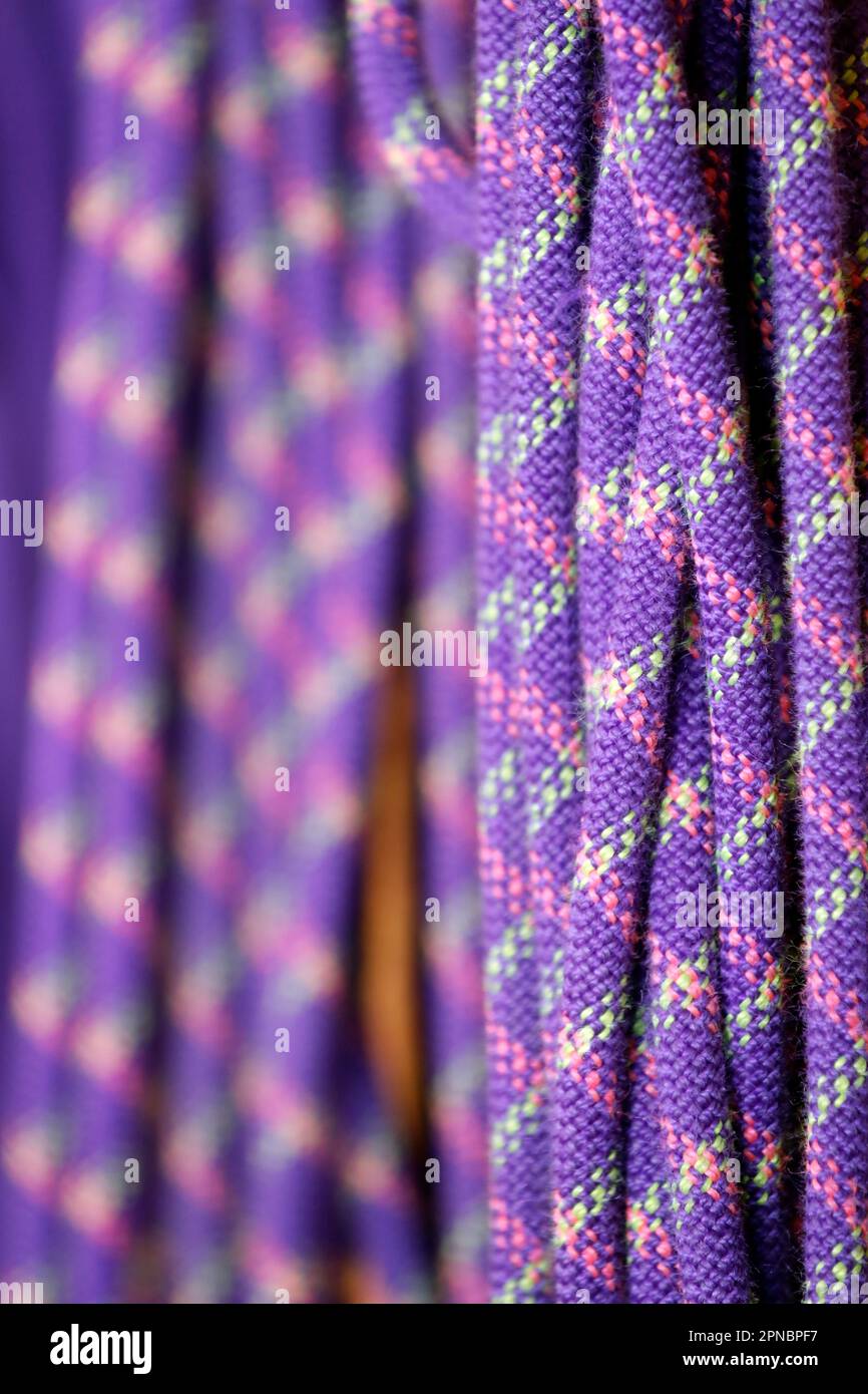 Nahaufnahme eines Kletterseils. Saint-Gervais. Frankreich. Stockfoto