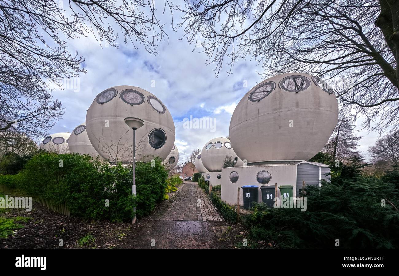 's-Hertogenbosch, Provinz Nordbrabant, Niederlande, Experimentelle Zwiebelhäuser namens Bolwoningen in der niederländischen Stadt Den Bosch Stockfoto