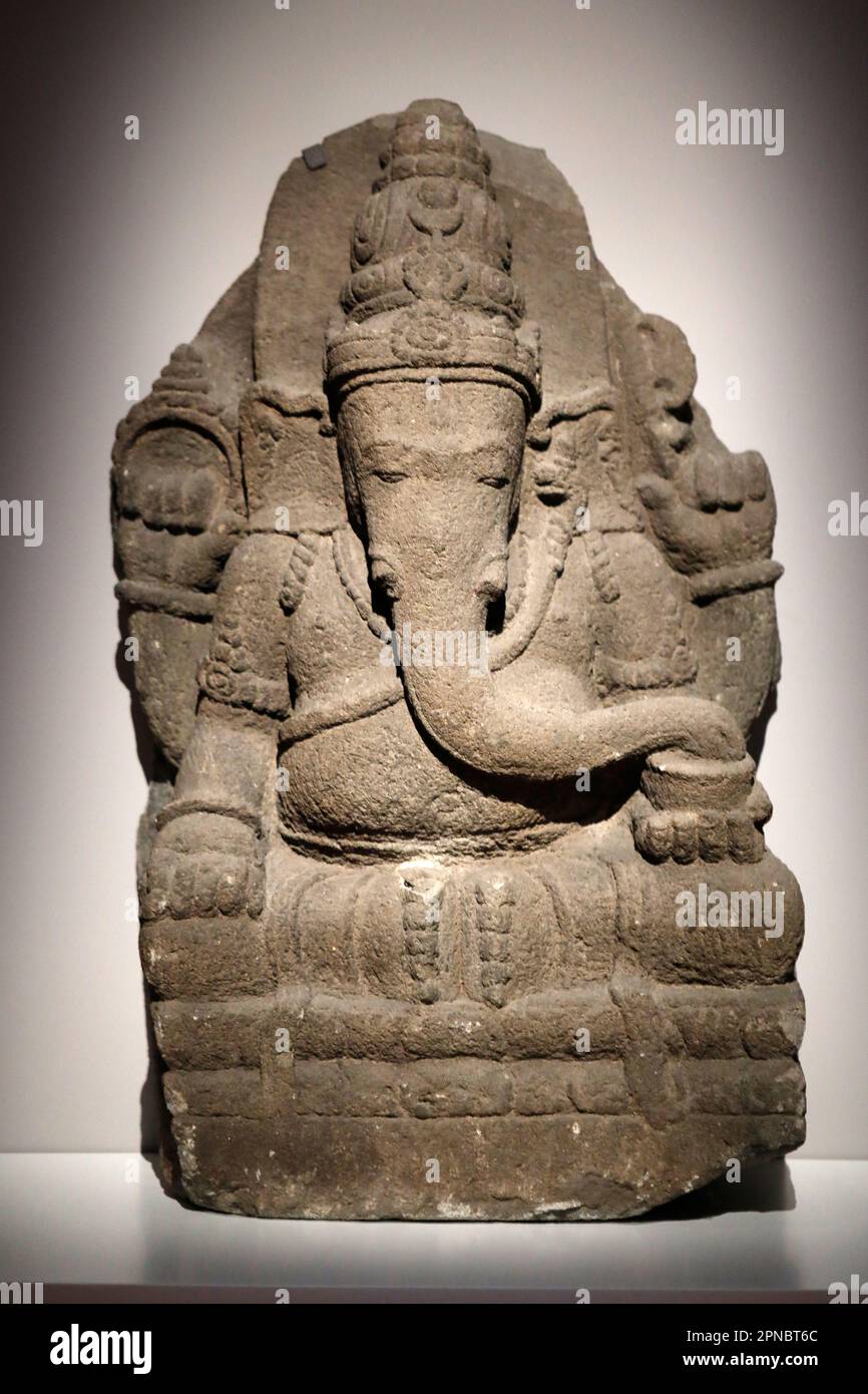 Museum Für Asiatische Zivilisationen. Gnaesha ist halb Elefant, halb menschlicher Sohn von Shiva und Parvati. Java. 10. Jahrhundert. Und Sie. Singapur. Stockfoto