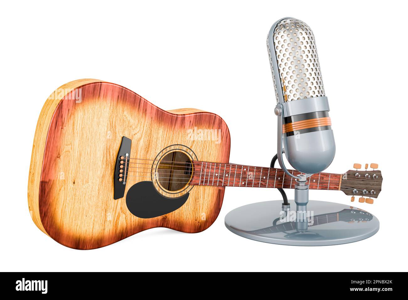 Mikrofon mit Akustikgitarre, 3D-Rendering auf weißem Hintergrund isoliert  Stockfotografie - Alamy