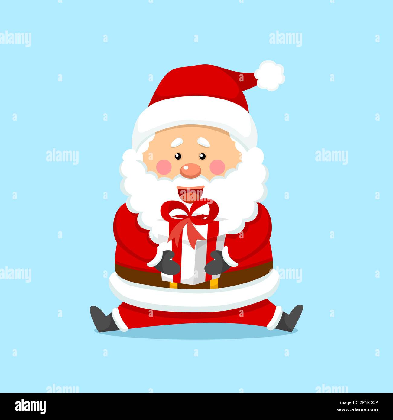 Süßer Weihnachtsmann Mit Geschenkbox Stock Vektor