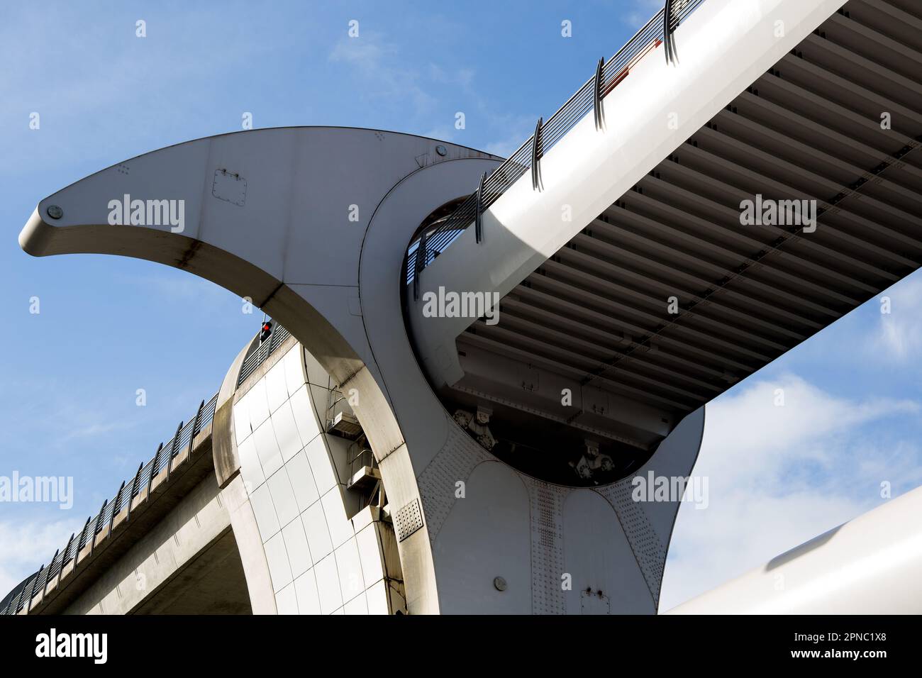 Detail des rotierenden Bootsheberads bei Falkirk im Zentrum Schottlands Stockfoto
