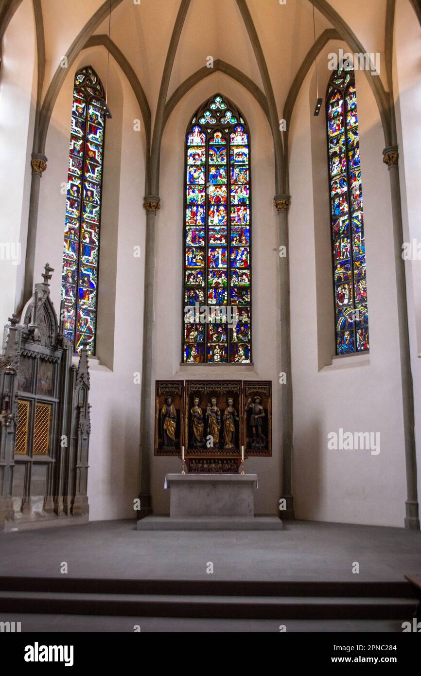 Das Innere der Liebfrauenkirche Ravensburg ist eine Stadt in Deutschland mit vielen historischen Sehenswürdigkeiten Stockfoto