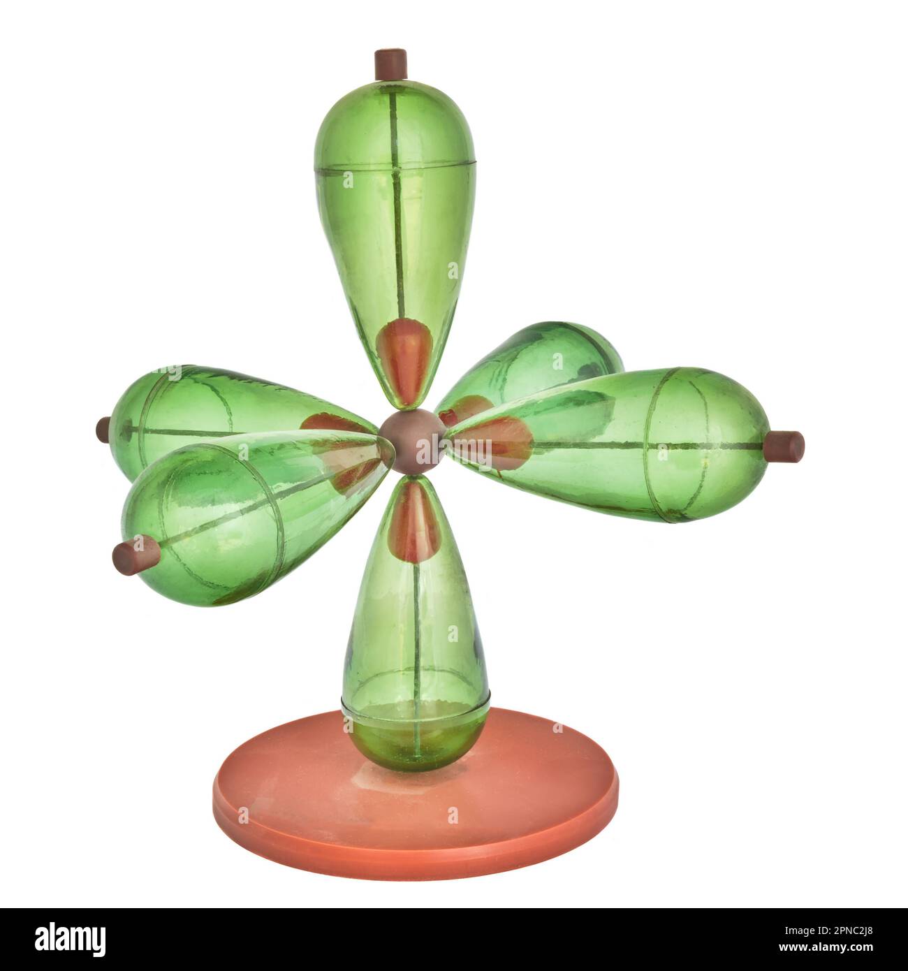 Klassisches pädagogisches Molekularmodell, isoliert auf weißem Hintergrund Stockfoto