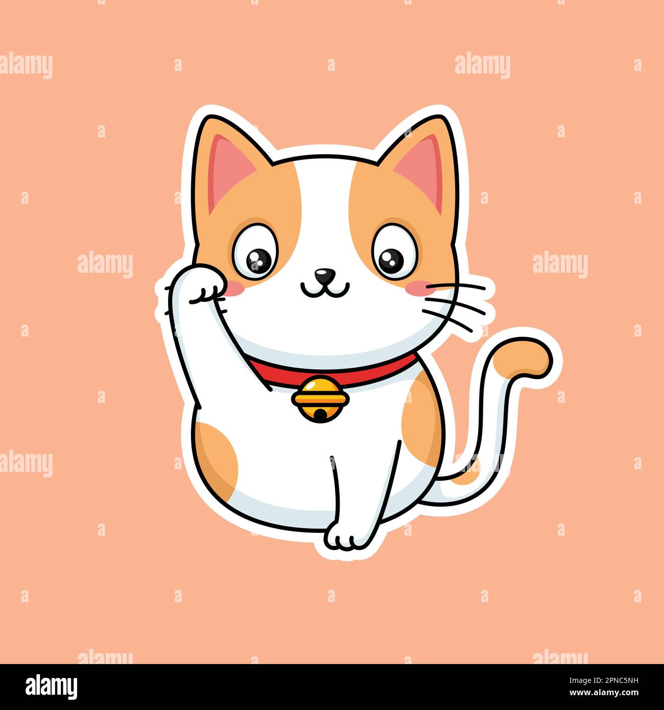 Niedliche Cartoon Kitty Cat Premium Vektorgrafik Im Sticker-Stil Stock Vektor