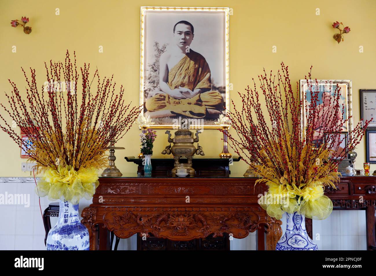 Tinh Xa Ngoc Chau Pagode. Buddhistischer Altar. Chau Doc. Vietnam. Stockfoto