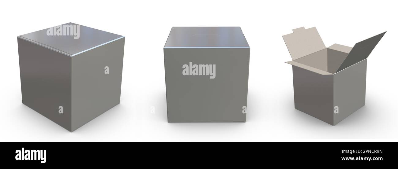 3D-Rendering – Kaffeekapselbox Vorlage für hochauflösende Bildverpackung isoliert auf weißem Hintergrund, hochwertige Details aus Karton Stockfoto