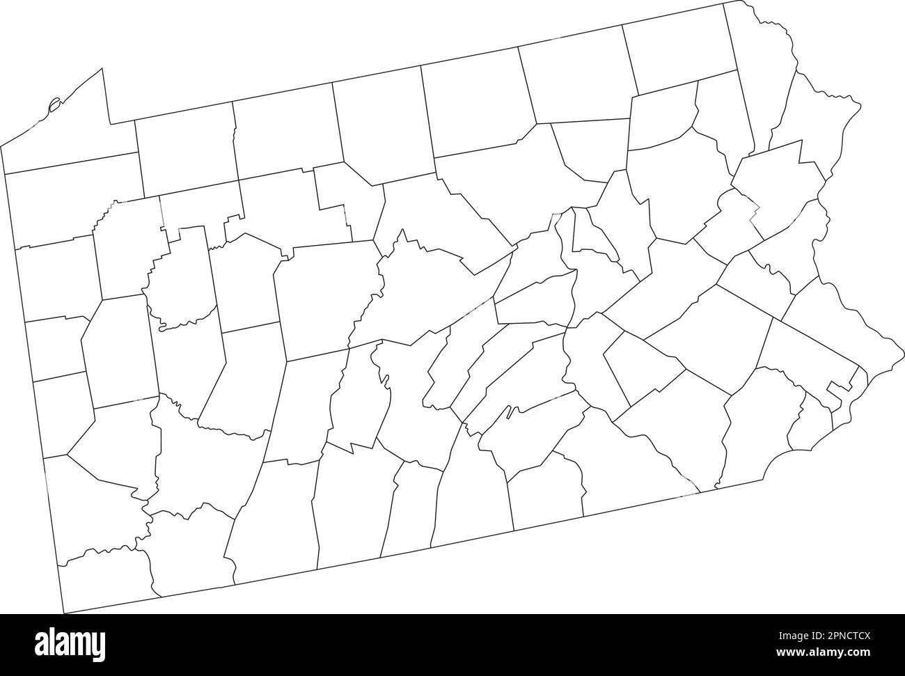Sehr Detaillierte Pennsylvania Blind Map. Stock Vektor