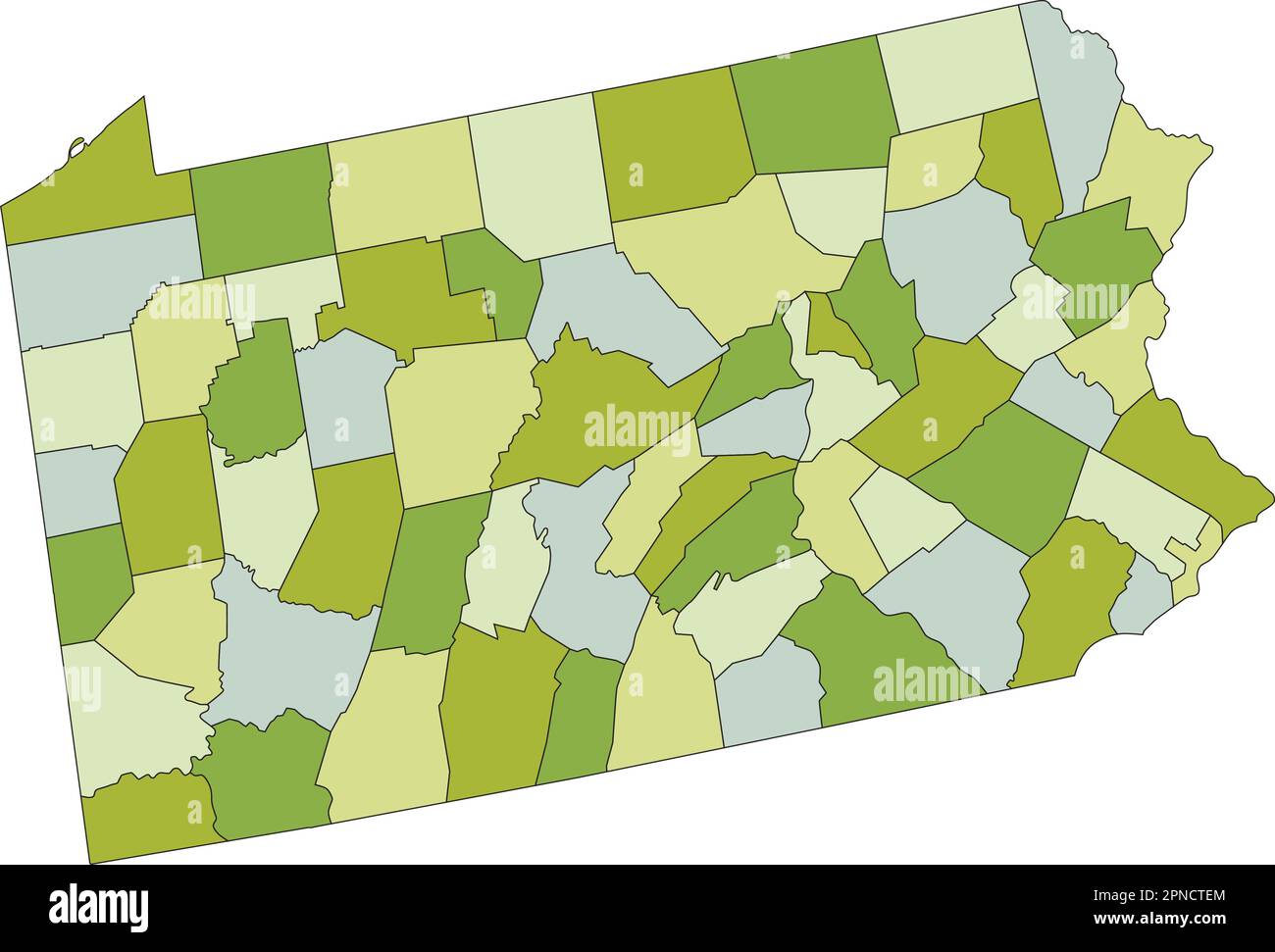 Sehr detaillierte, bearbeitbare politische Karte mit getrennten Schichten. Pennsylvania. Stock Vektor