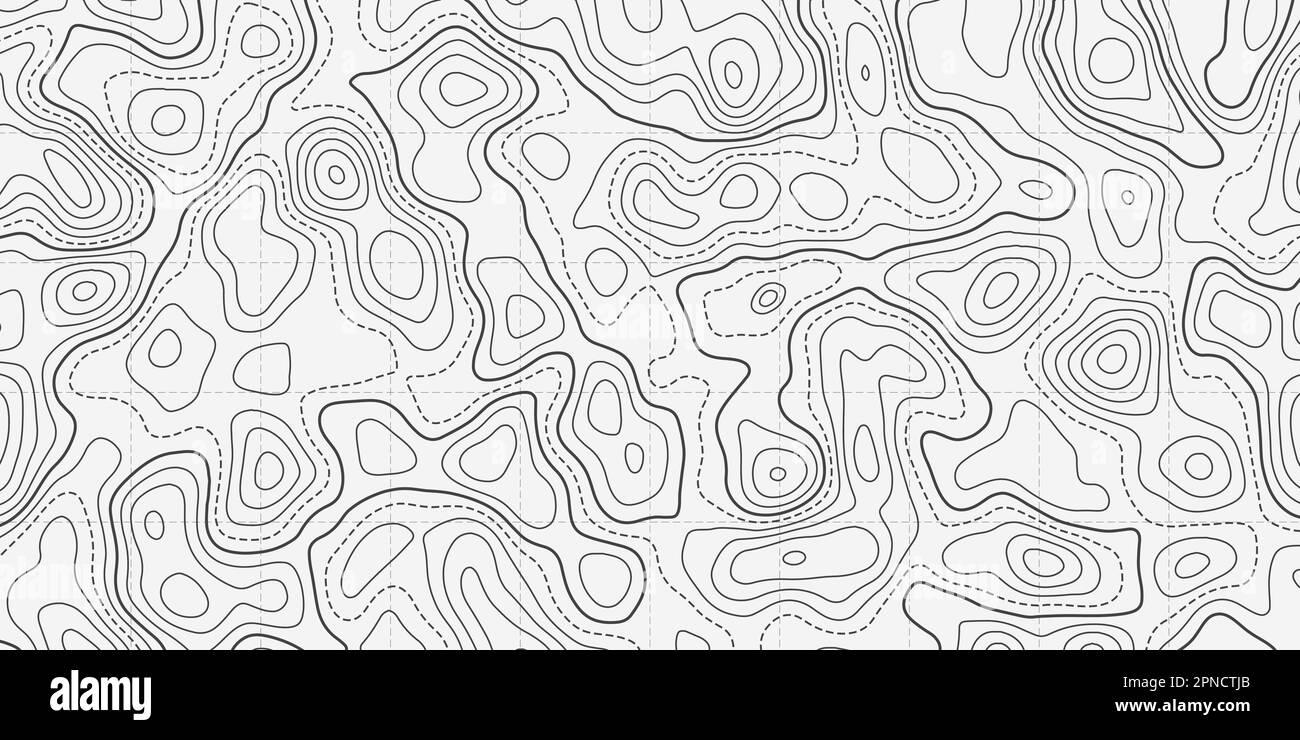 Topografische Linienkarte des Ozeans mit Vektordarstellung der kurvenförmigen Isolinien. Meerestiefe topographische Landschaftsfläche für nautische Radarwerte. Cartogra Stock Vektor