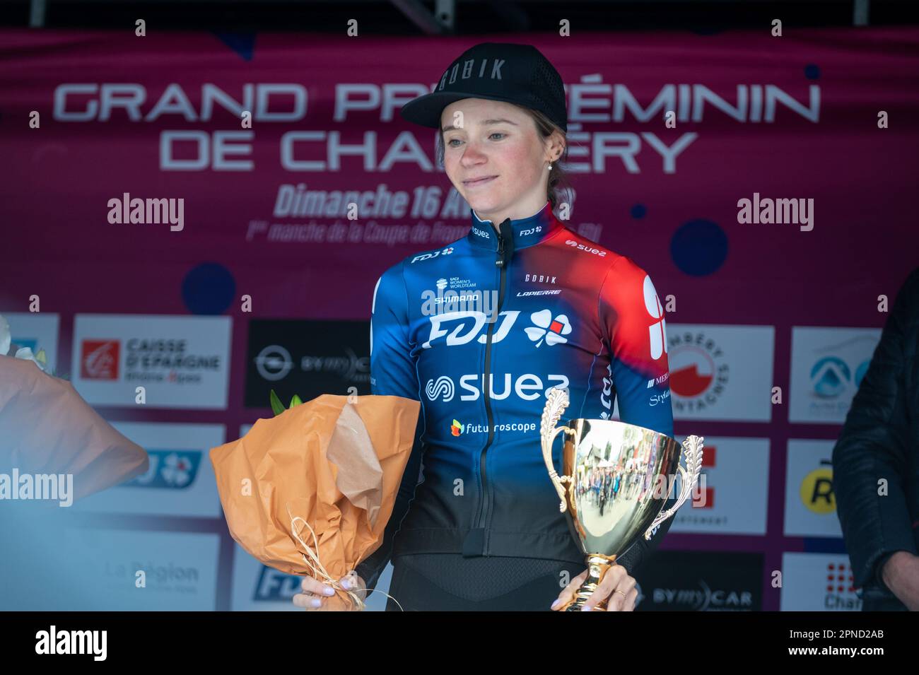 Evita MUZIC während des Grand Prix Feminin de Chambery 2023, Radrennen am 16. April 2023 in Chambery, Frankreich - Foto Florian Frison/DPPI Credit: DPPI Media/Alamy Live News Stockfoto