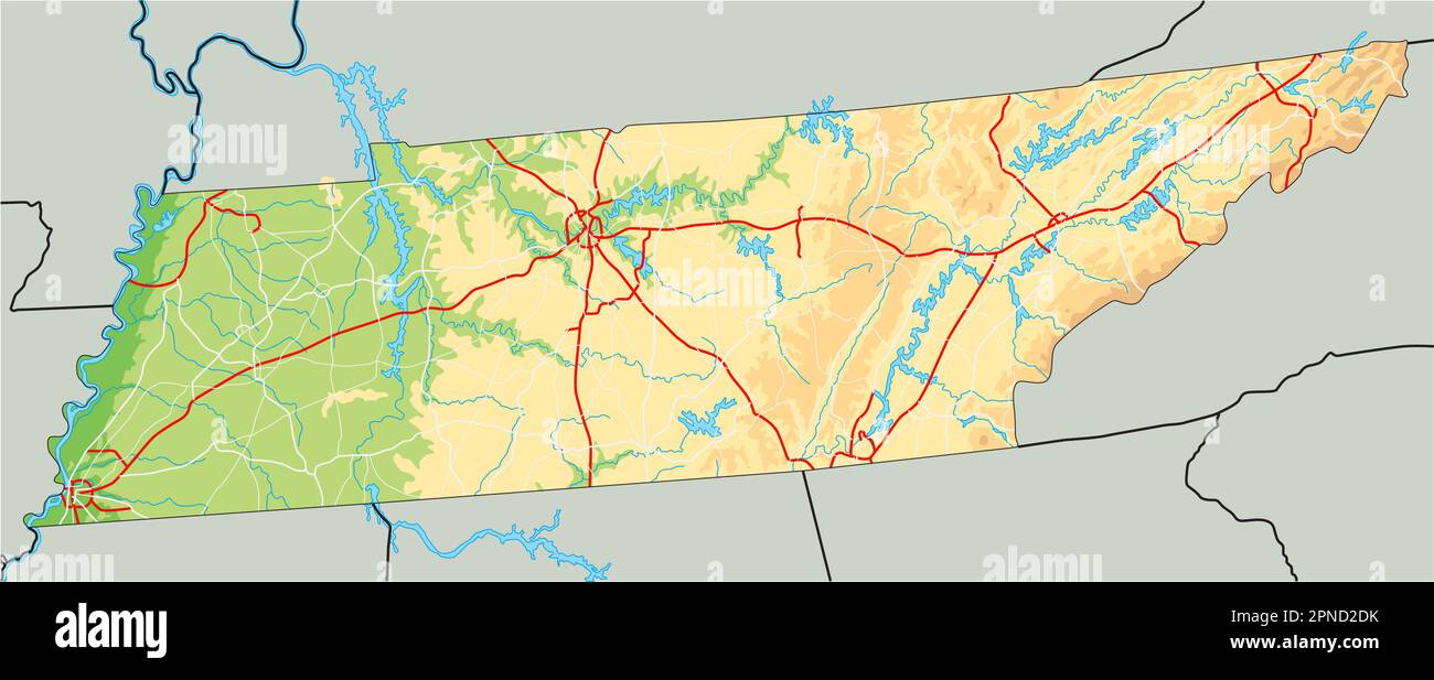 Mappa dettagliata del tennessee -Fotos und -Bildmaterial in hoher ...