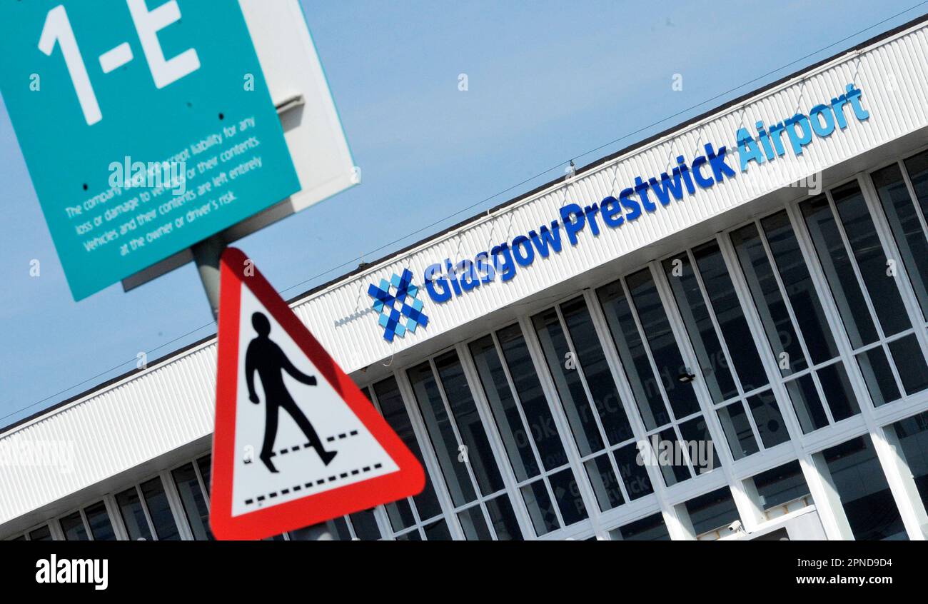Flughafen Glasgow Prestwick, 18/04/23. Stockfoto