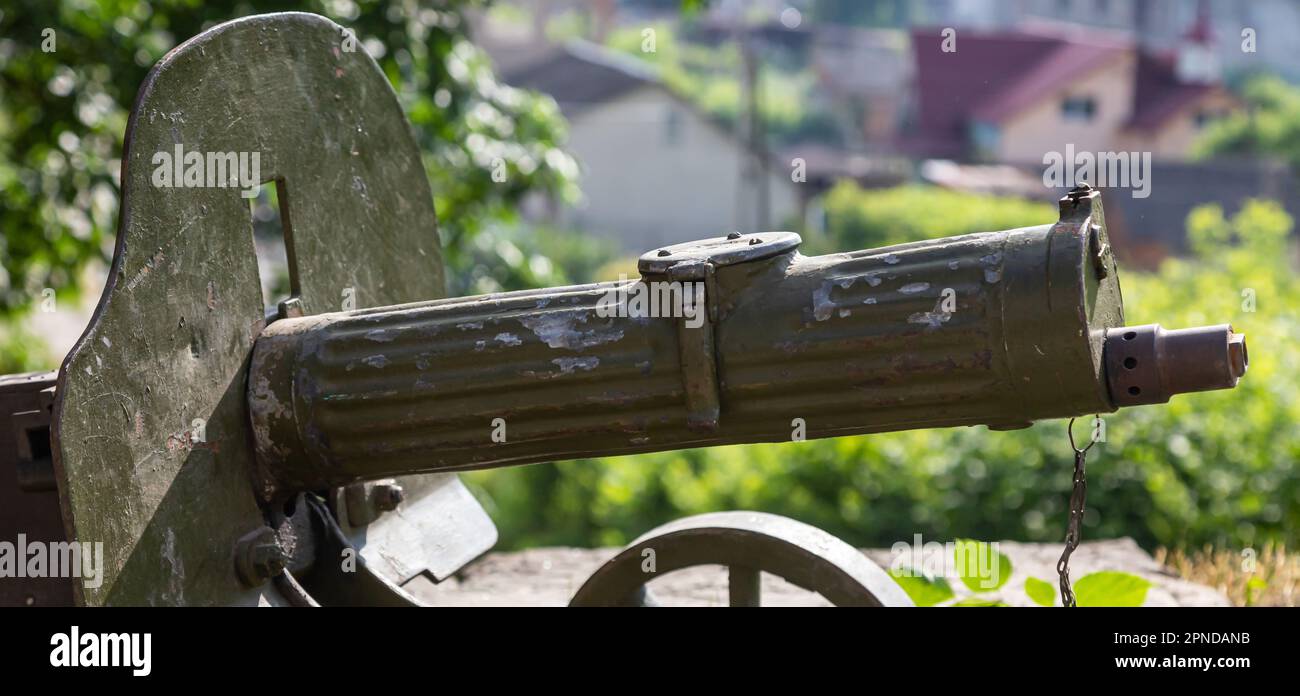 Das alte Maschinengewehrsystem von Old Maxim aus der Nähe Stockfoto