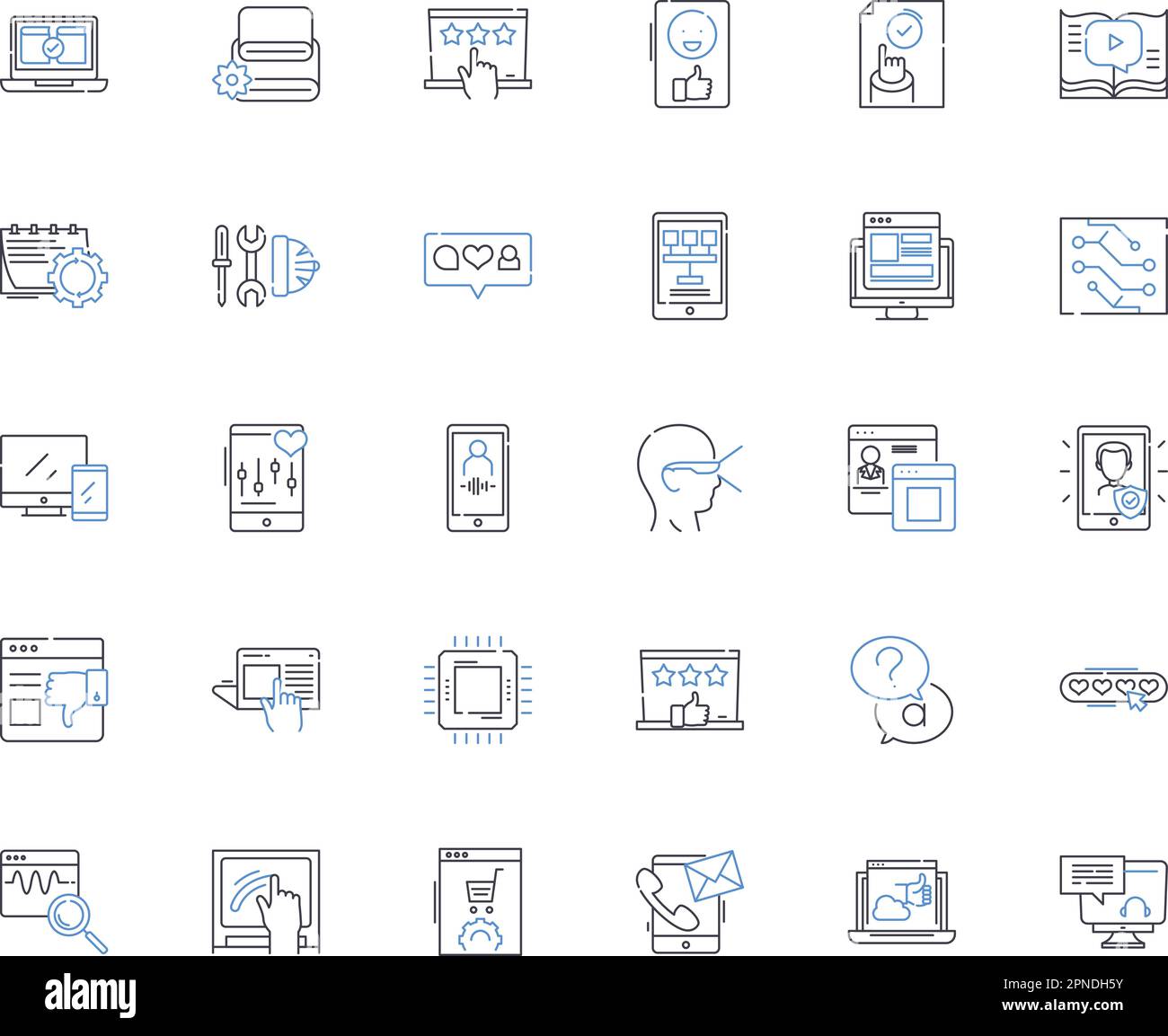 Deep Learning Line Icons Kollektion. Neural, Nerk, Künstlich, Intelligenz, Kognitiv, Algorithmus, Maschinenvektor und lineare Darstellung. Daten, Modelle Stock Vektor