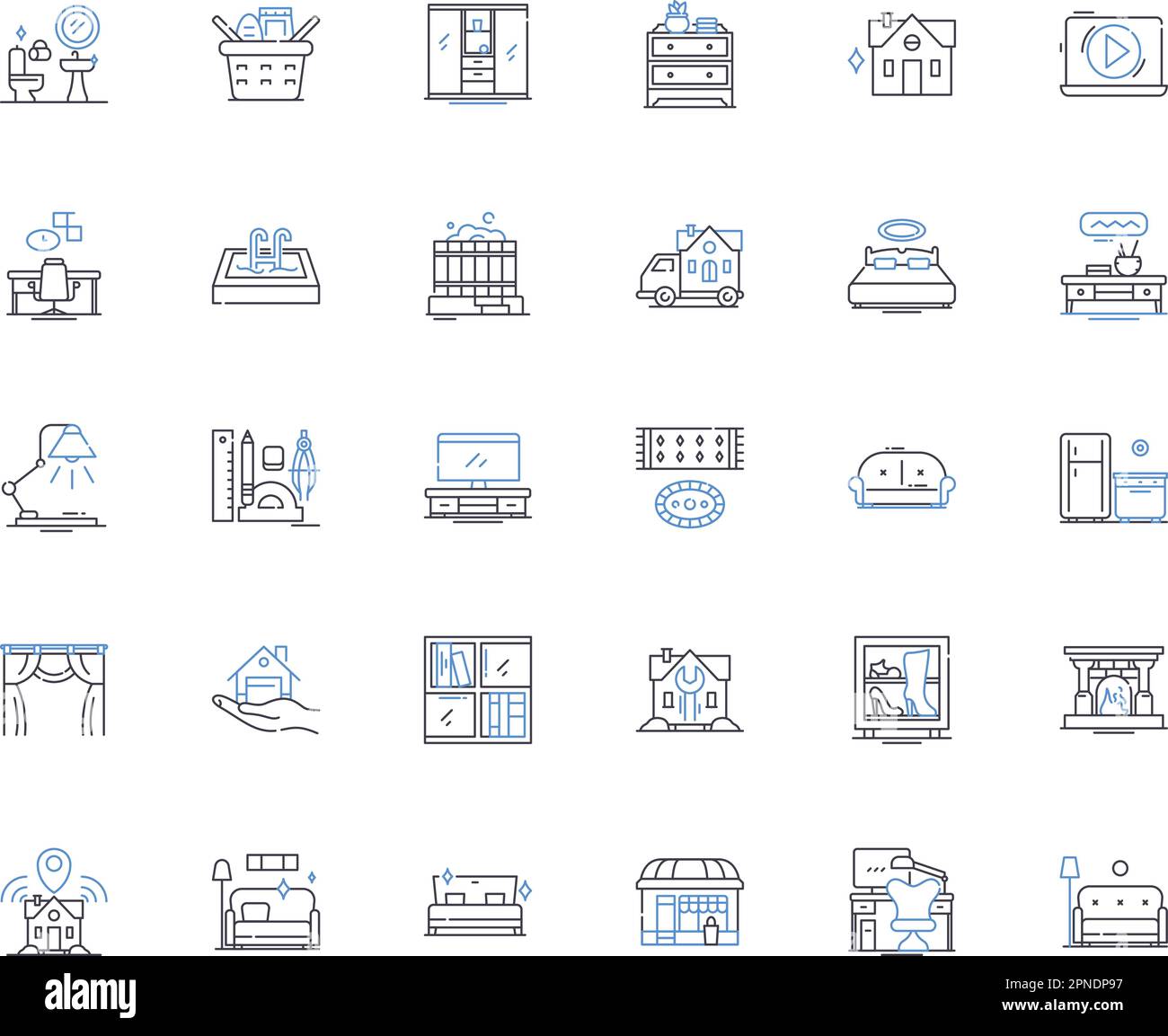 Habitat Line Icons Kollektion. Ökosystem, Wildtiere, biologische Vielfalt, Verlust von Lebensräumen, Erhaltung, Wälder, Feuchtgebiete, Vektor und lineare Darstellung. Korallen Stock Vektor