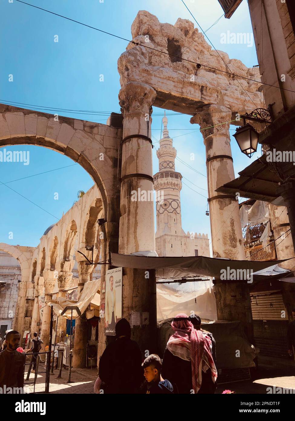 Damaskus, Syrien - April 2023: Historische Architektur in der Altstadt von Damaskus, Syrien Stockfoto