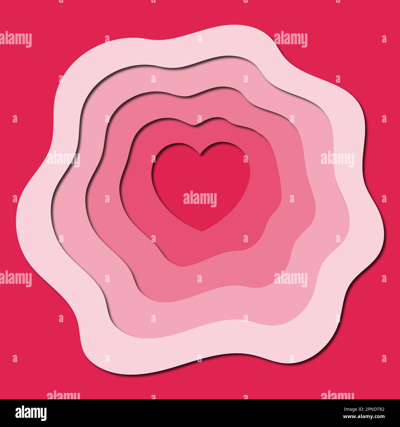 Papiergeschnittene Kunst mit Herzform eignet sich am besten für romantische Designs, valentinstag, Liebesmotive. Stockfoto