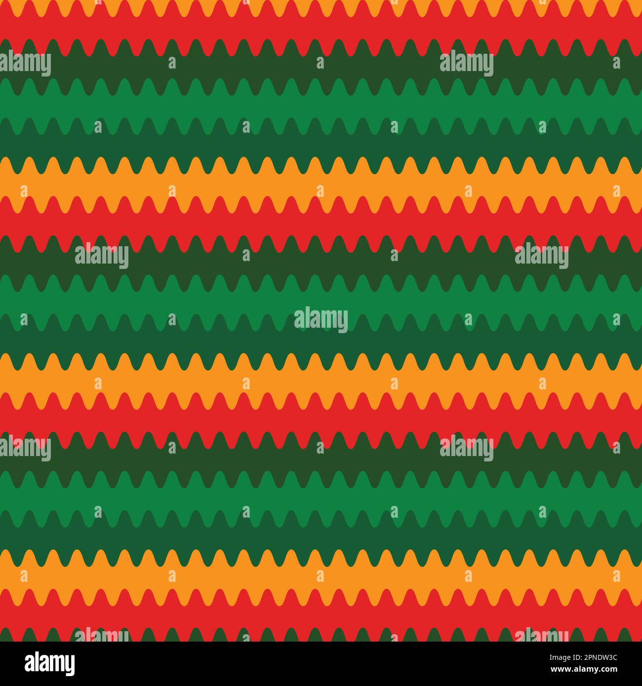 Abstrakte Wellenmuster in Rot, Grün und Orange. Stockfoto
