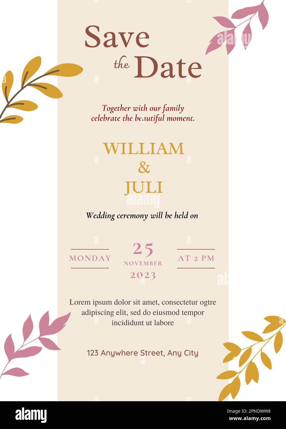 Vorlage für Heiratsanträge. Einladungskarte. Vorlage für Hochzeitseinladungen. Einladungsvorlage. Die Ehe. Hochzeit Stock Vektor