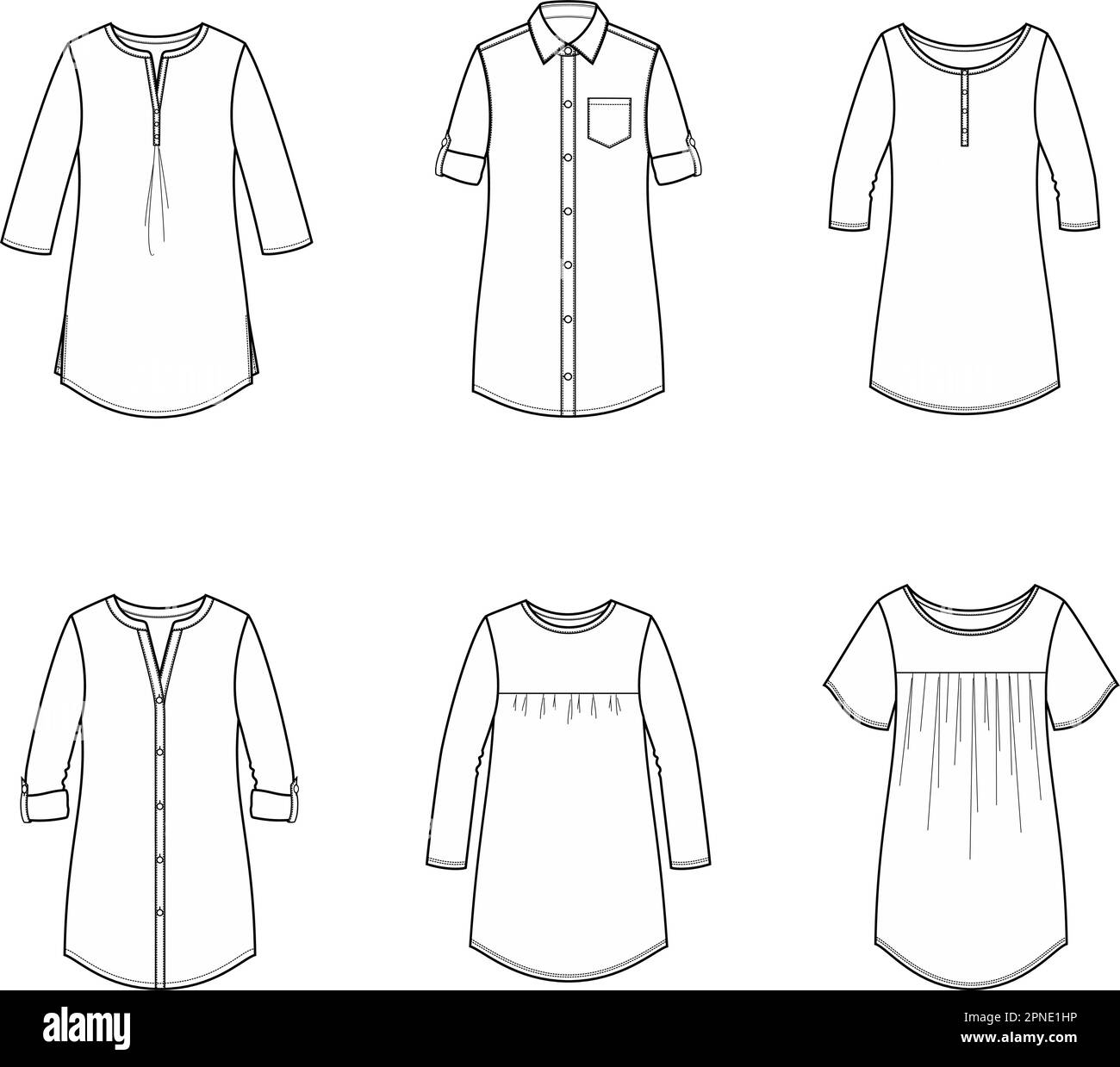 Tunika-Set für Damen. Mode-CAD. Stock Vektor