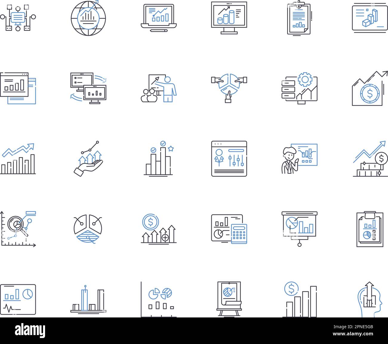 Sammlung von numerischen Symbolen für Zeichnungslinien. Diagramme, Diagramme, Grafik, Visualisierung, Infografiken, Daten, Analysevektor und lineare Darstellung Stock Vektor
