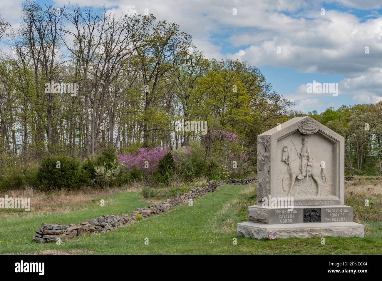 Monument für die 4. Pennsylvania Cavalry, Gettysburg, Pennsylvania USA, Gettysburg, Pennsylvania Stockfoto