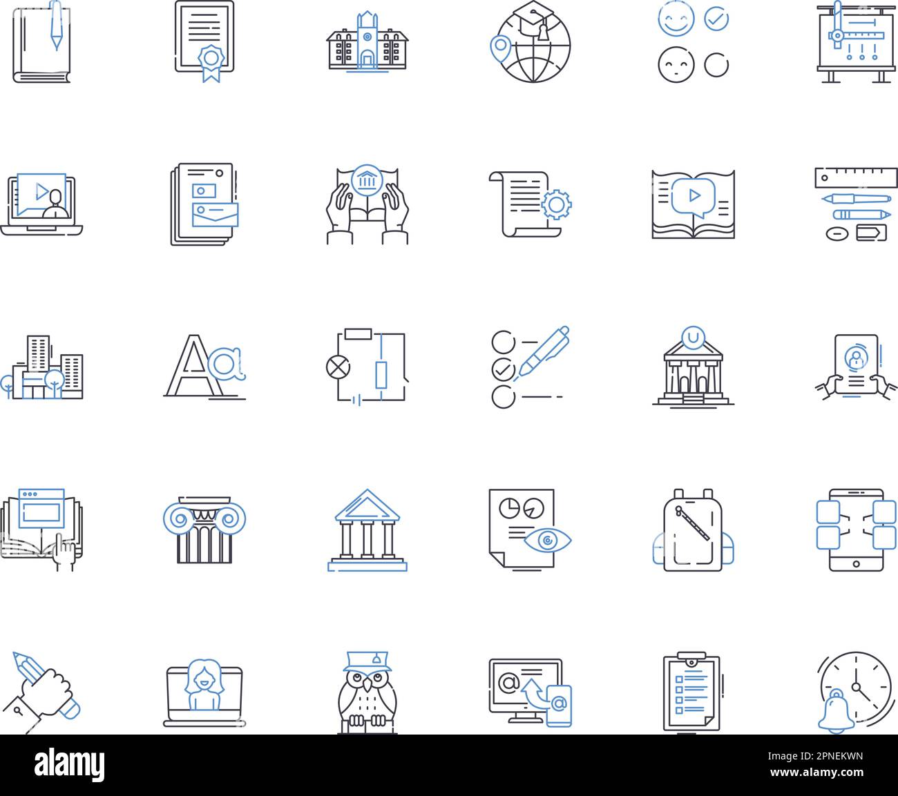 Kollektion der Campus Line Icons. Universität, Bildung, Gemeinschaft, Lernen, Kultur, Diversity, Facilities Vector und lineare Darstellung. Ressourcen Stock Vektor