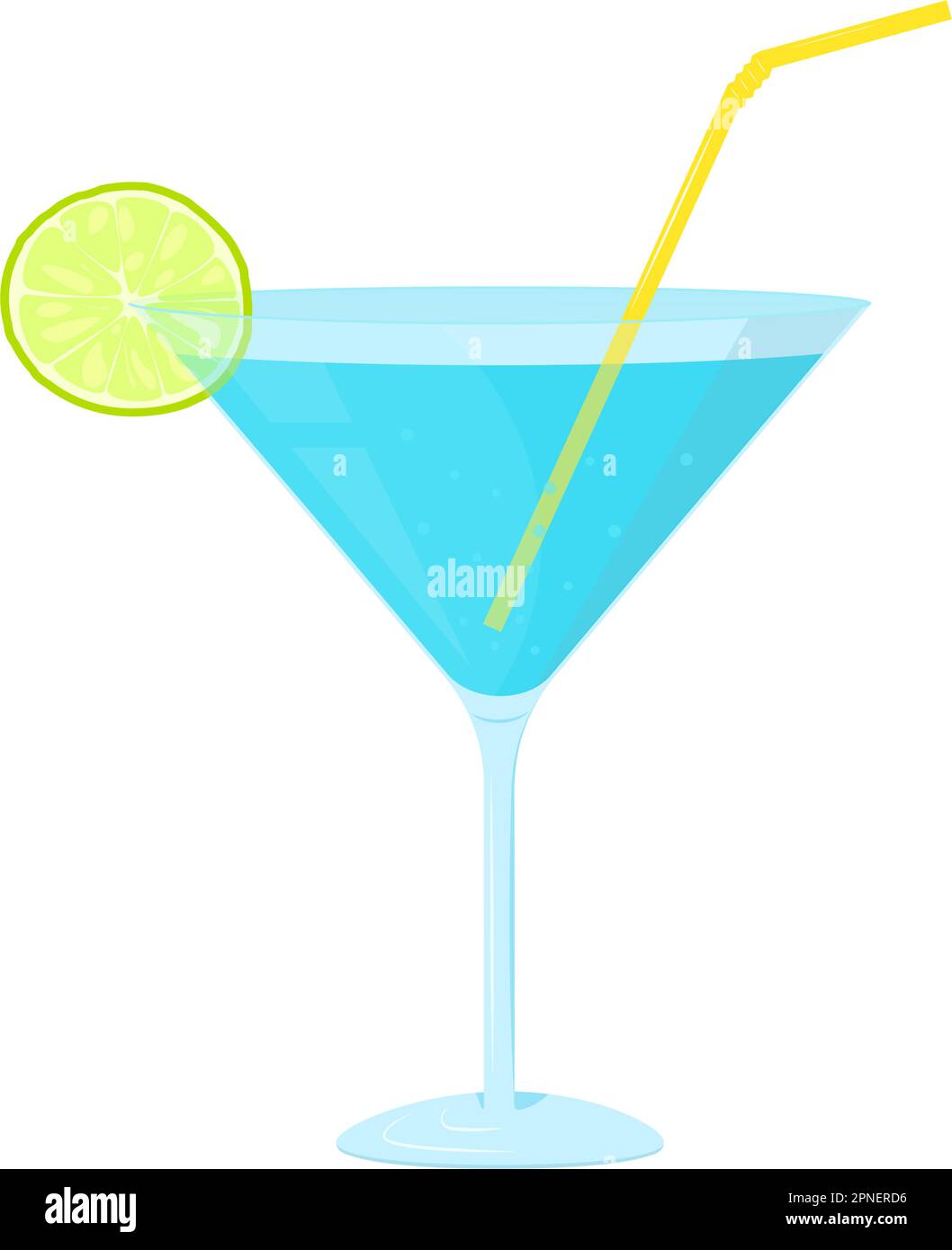 Blauer Cocktail mit Limettenscheibe Stock Vektor