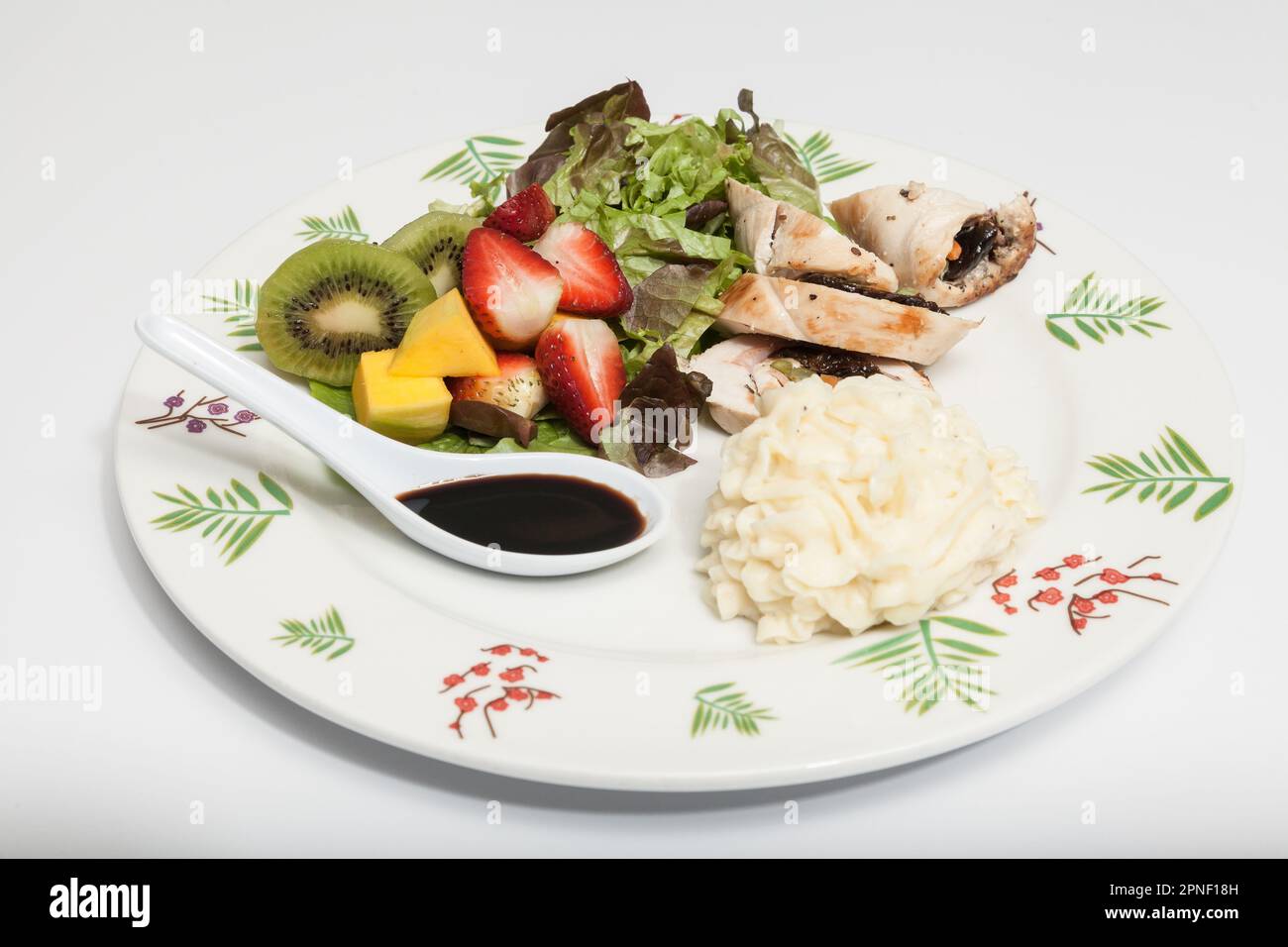 Gesunde Lebensmittel, Ausgewogenes Lunch Protein, Salat Und Arina Stockfoto