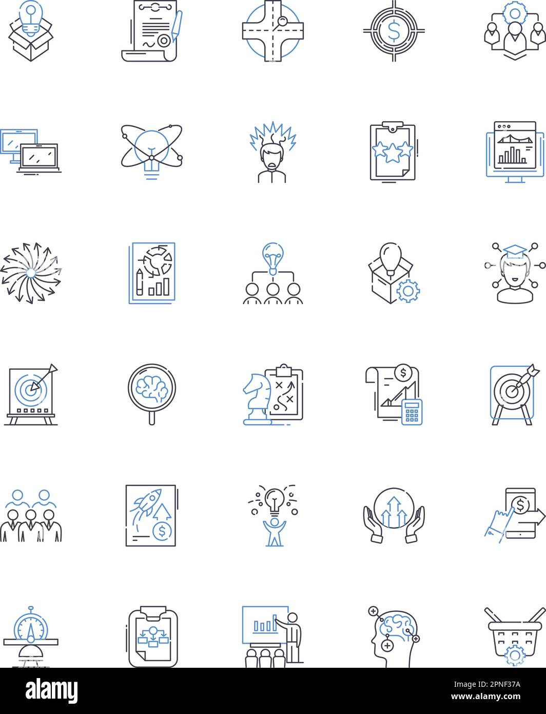 Symbolsammlung für Annäherungslinien. Methodik, Perspektive, Strategie, Technik, System, Einstellung, Wegvektor und lineare Darstellung. Art, Stil Stock Vektor