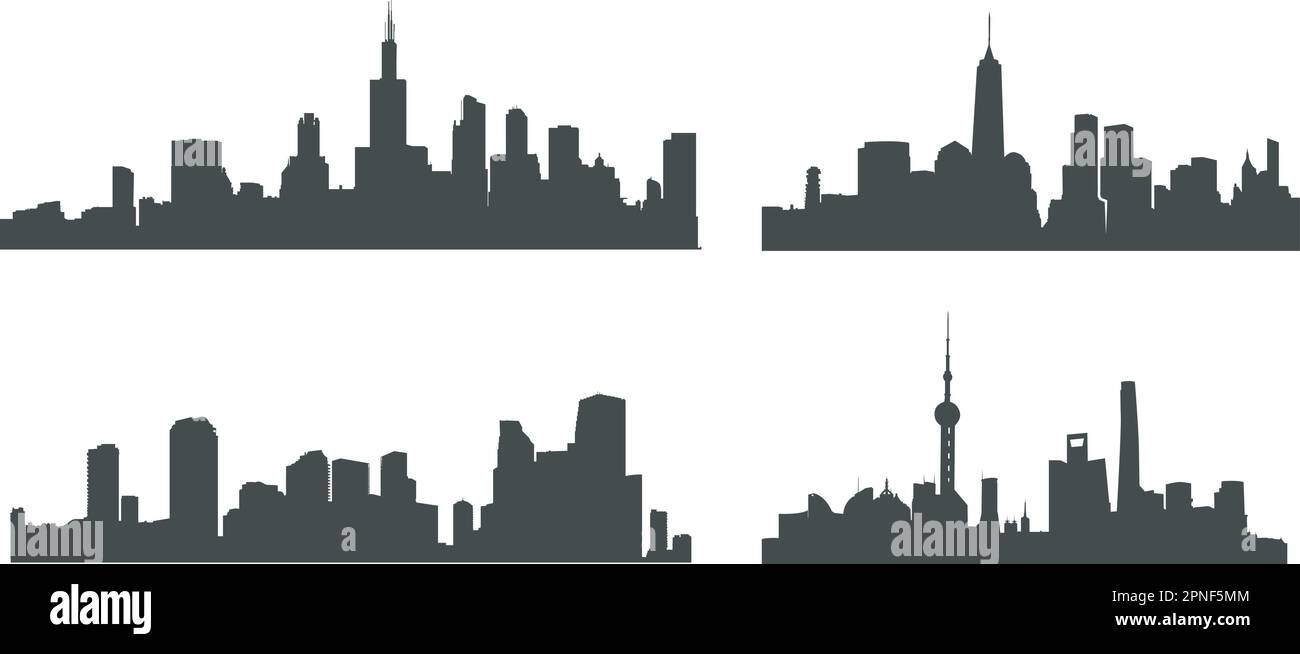 Silhouette der Stadt, Silhouetten der Skyline der Stadt, SVG der Stadt, Stadtvektor Stock Vektor