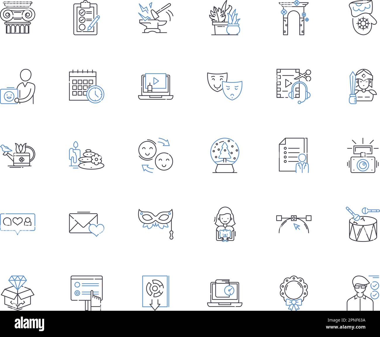 Graphic Arts Line Icons Kollektion. Typografie, Layout, Design, Illustration, Zusammensetzung, Druckerstellung, Kalligraphievektor und lineare Darstellung Stock Vektor