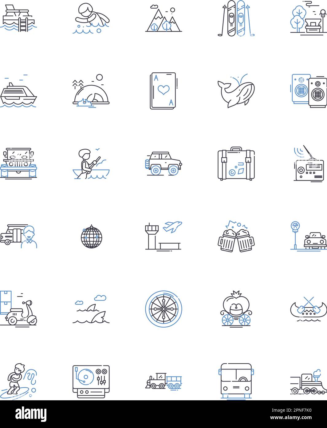 Symbolsammlung für Roaming-Linien. Wanderlust, Erkunden, Reise, Entdecken, Abenteuer, Wandern, Exkursionsvektor und lineare Darstellung. Verweilen Stock Vektor