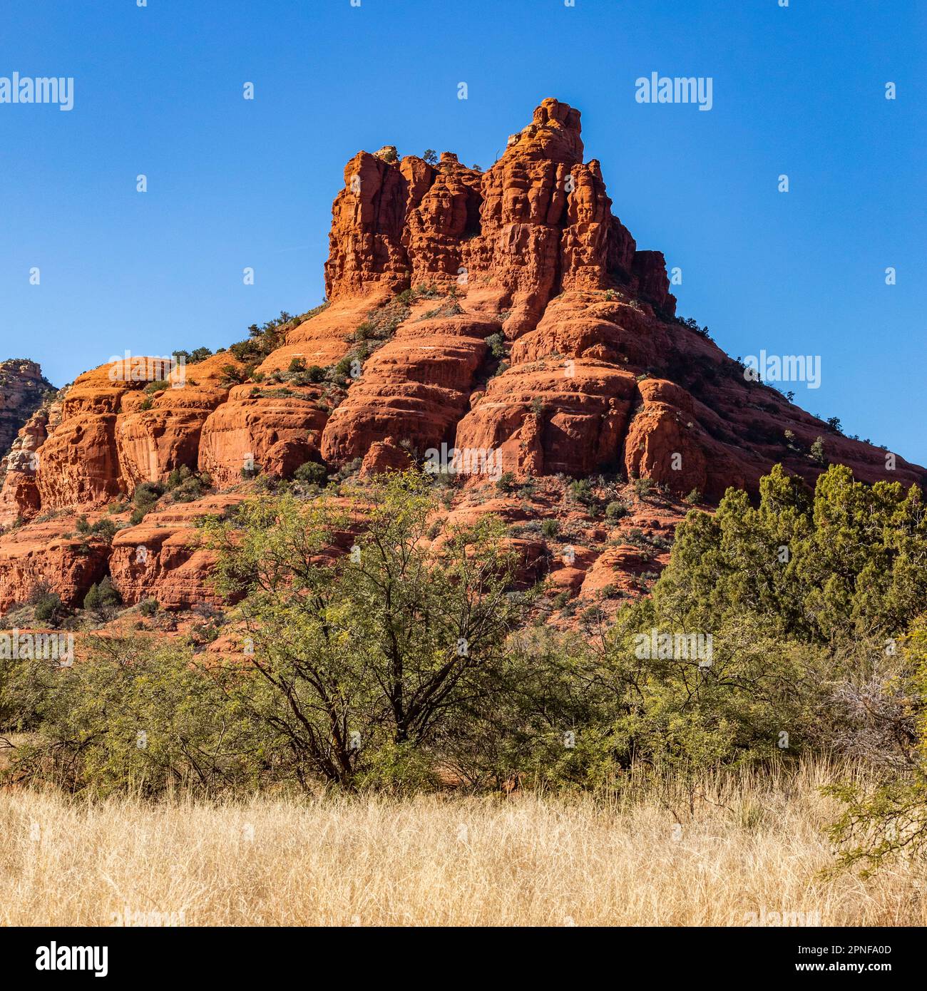 USA, Arizona, Sedona, Panoramablick auf rote Felsformationen Stockfoto