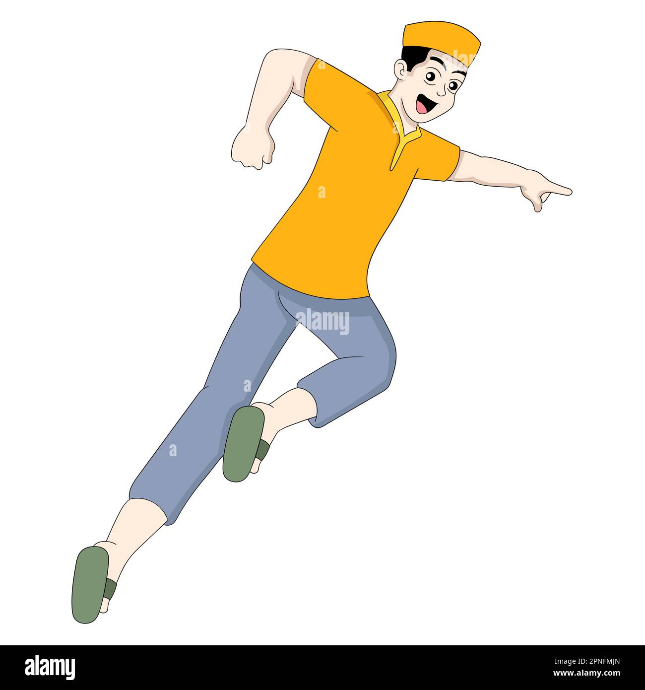 Der Junge rennt zur Moschee Stock Vektor